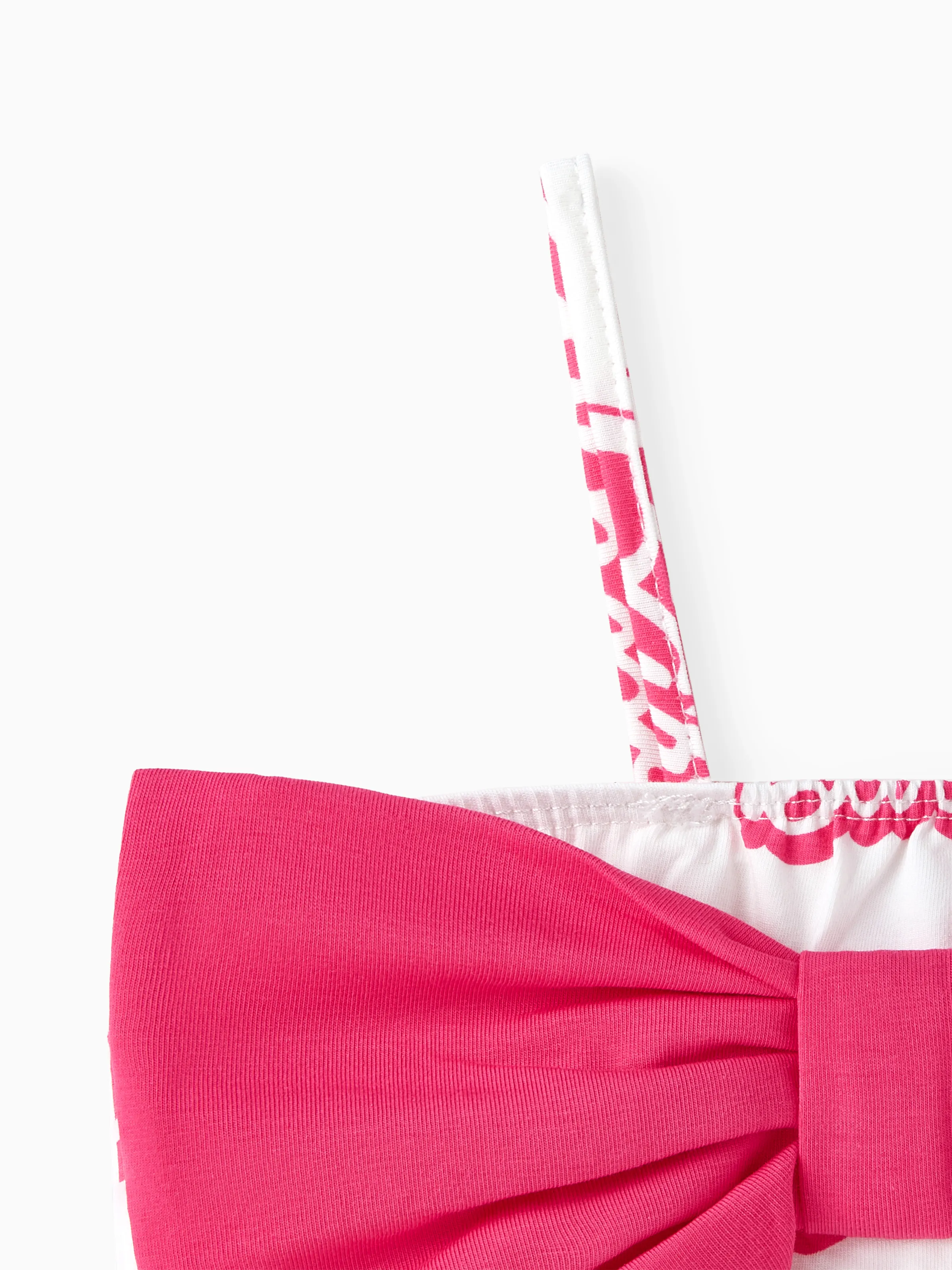 Barbie Baby Girl 95% Cotton Allover Letter Print Bow Front Cami Romper PinkyWhite - Image 4