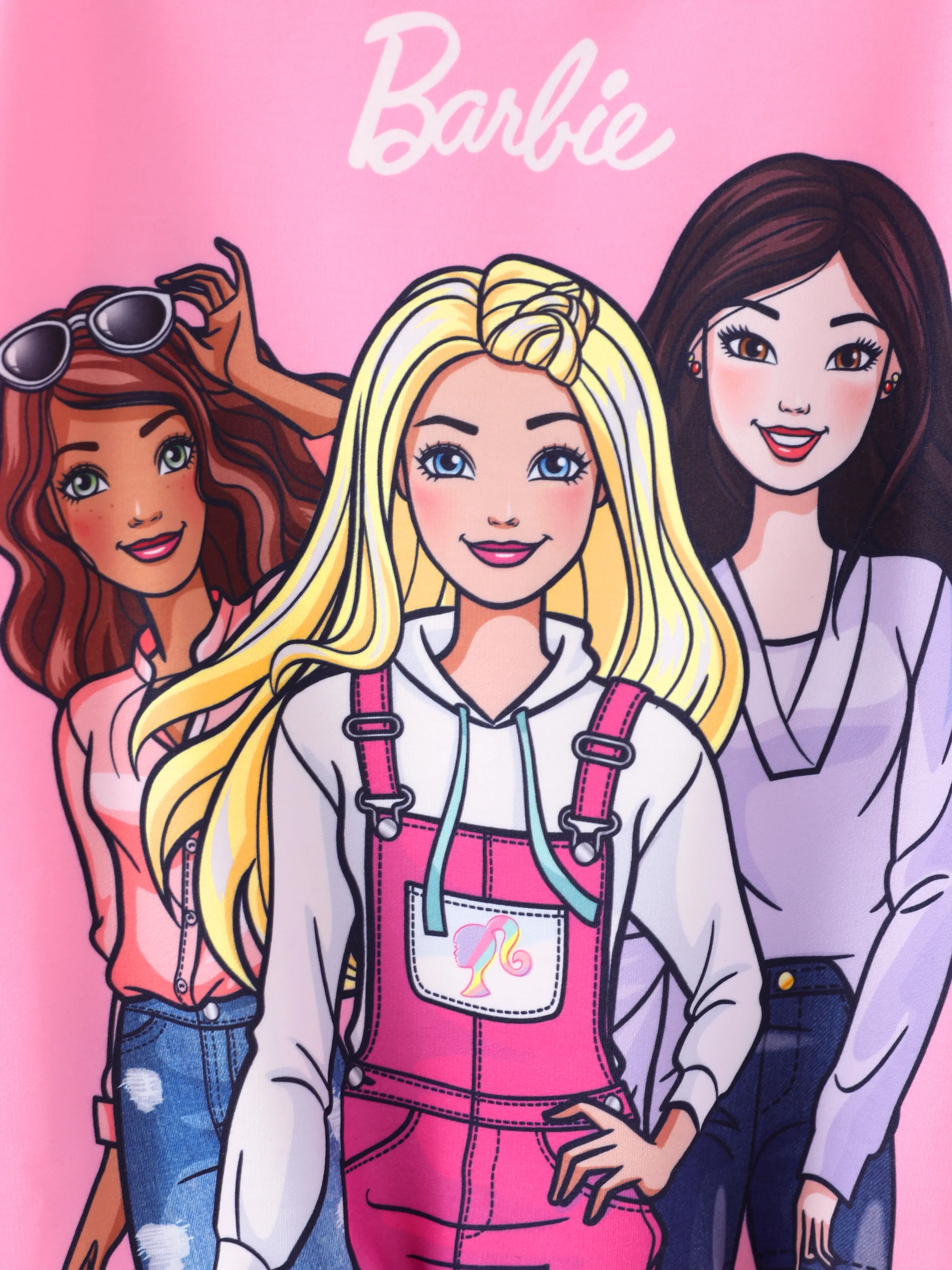 Barbie Kid Girl Christmas Character Print Sweatshirt Hot Pink - Image 2