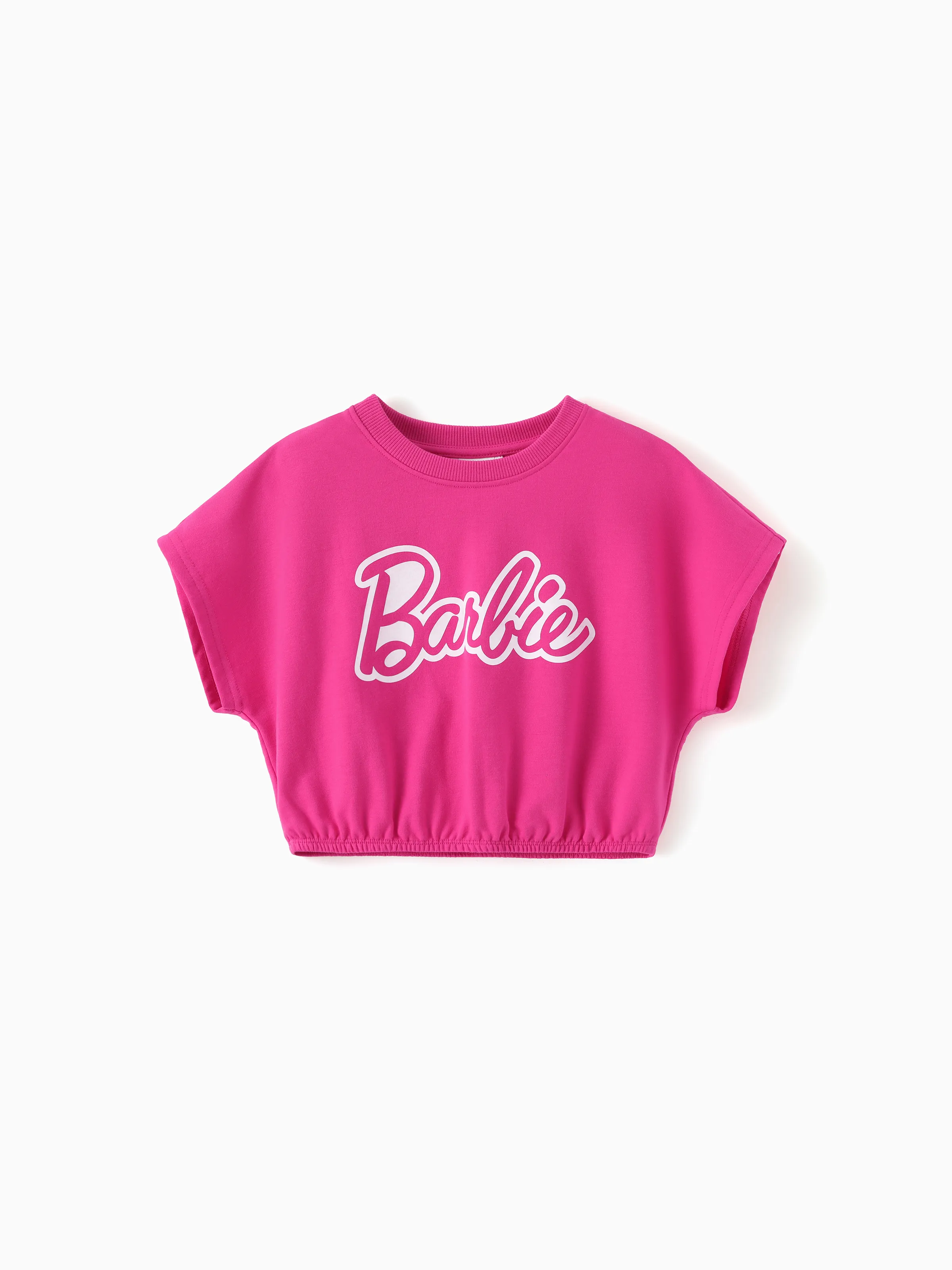 Barbie Mommy and Me 2pcs Batwing Sleeve Crop Top and Shorts Sets Hot Pink - Image 7