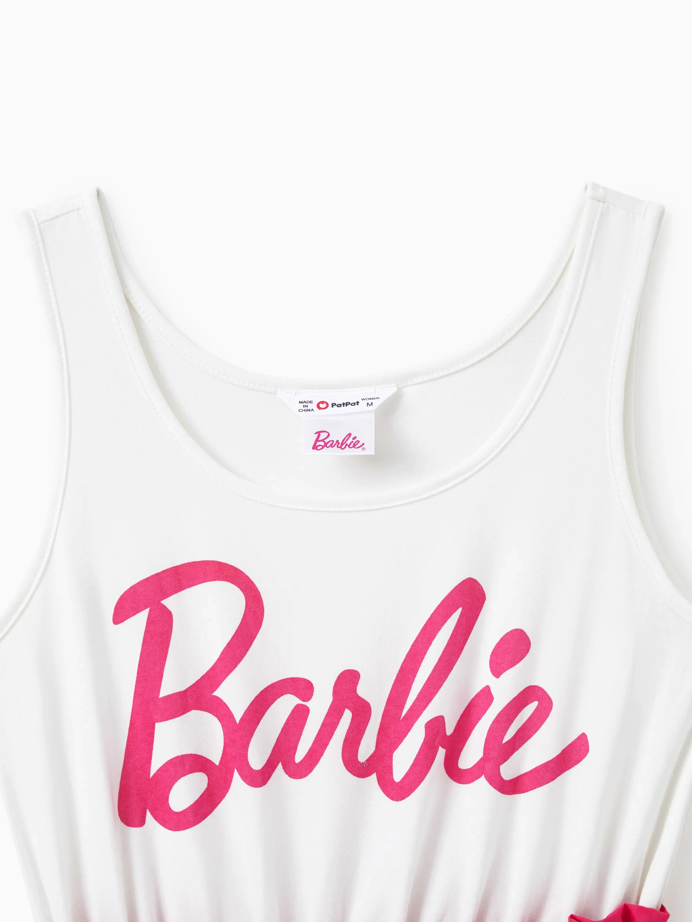 Barbie Mommy and Me Letter Print Belted Combo Tank Rompers White - Image 4