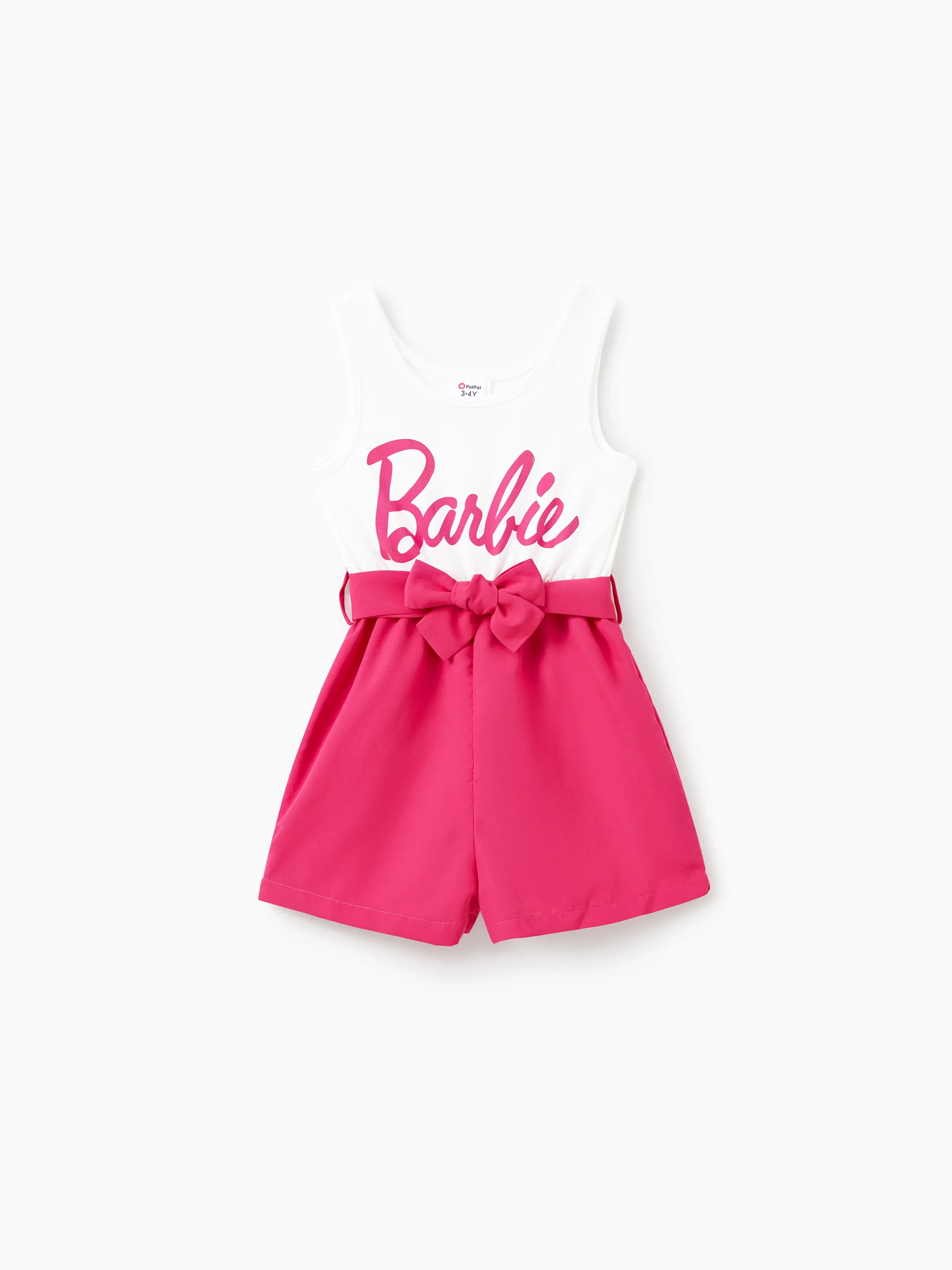 Barbie Mommy and Me Letter Print Belted Combo Tank Rompers White - Image 7
