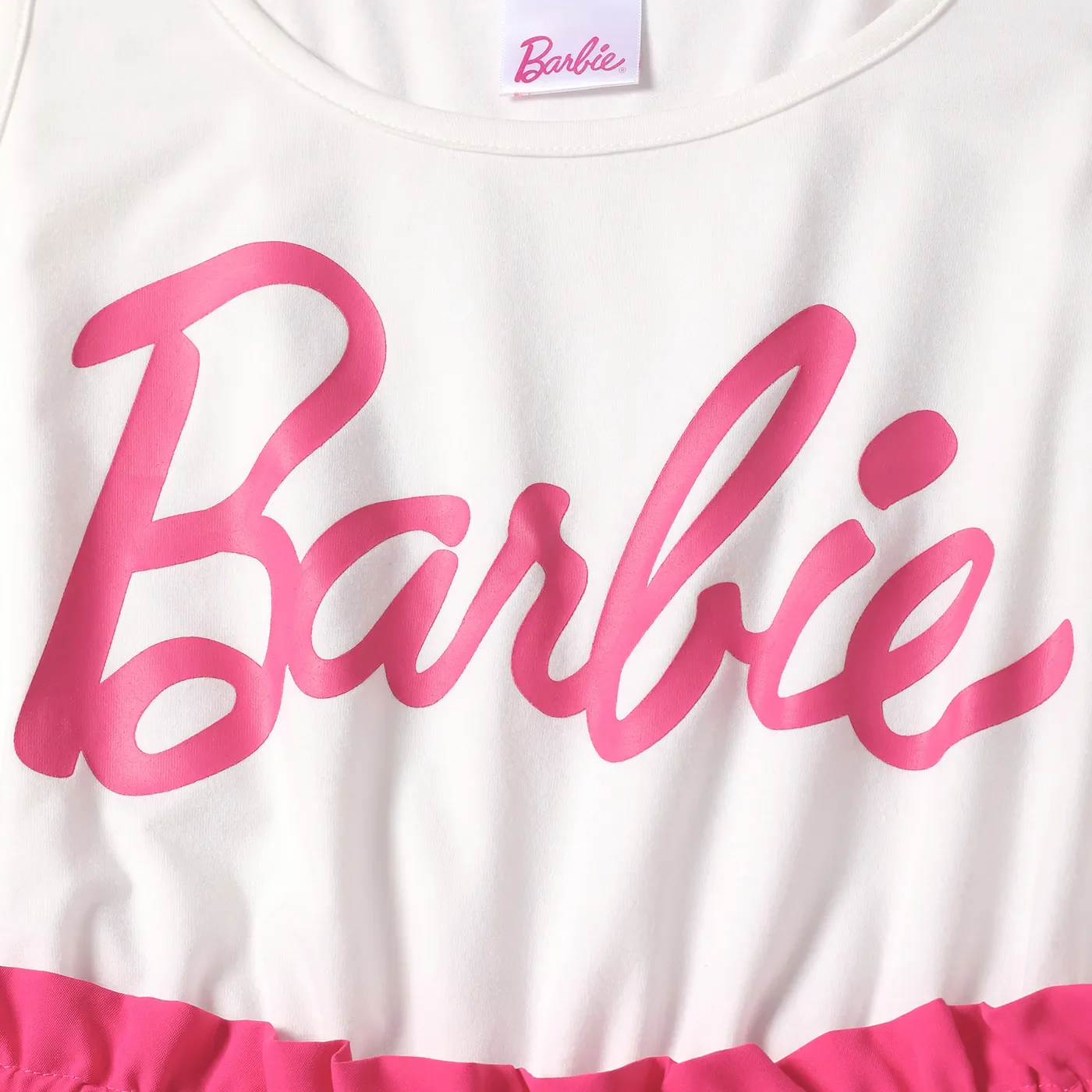 Barbie Mommy and Me Letter Print Belted Combo Tank Rompers White - Image 8