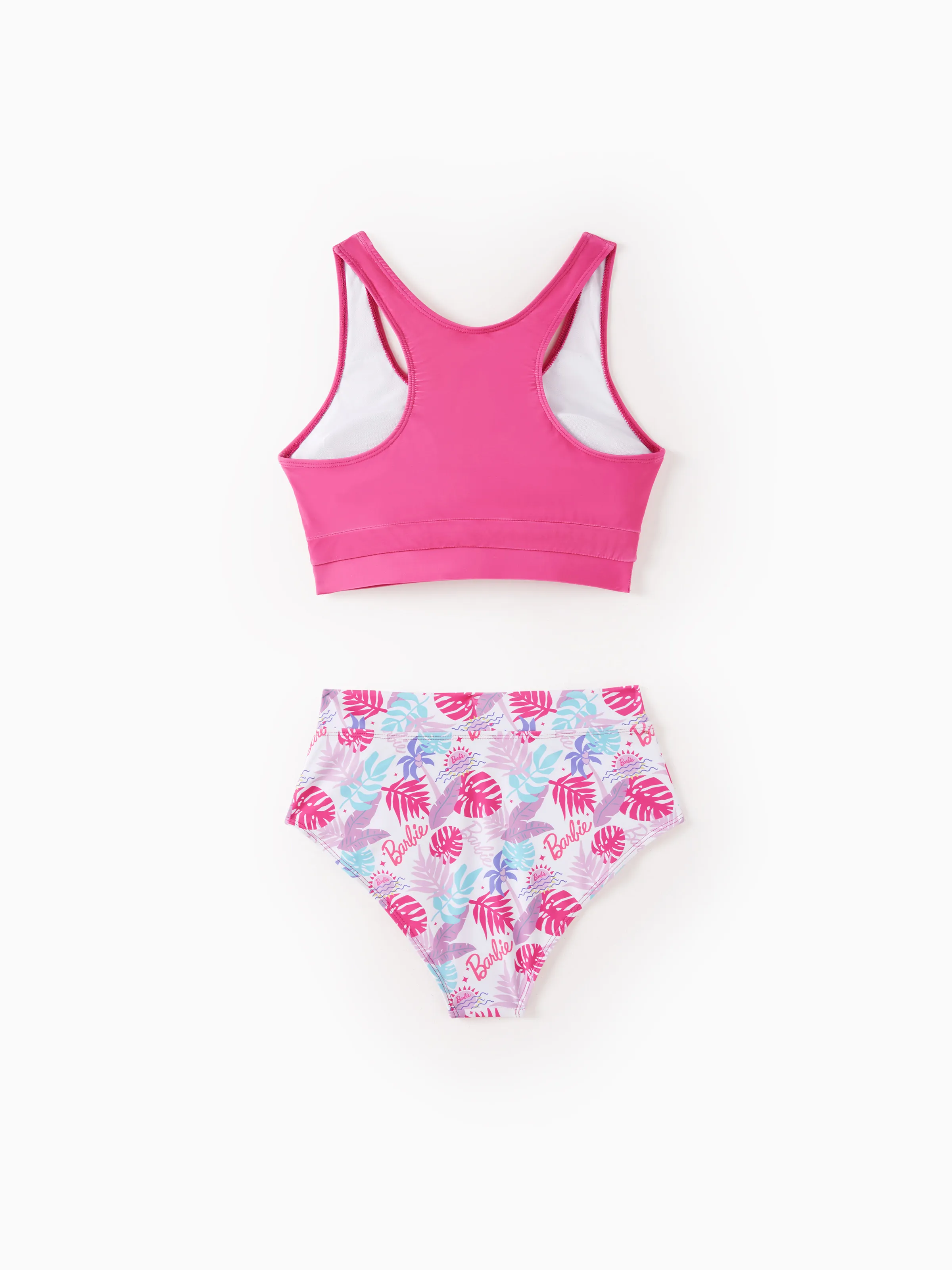 Barbie Mommy & Me Girls Ruffled Tropical Floral Print Swimsuit Hot Pink - Image 3