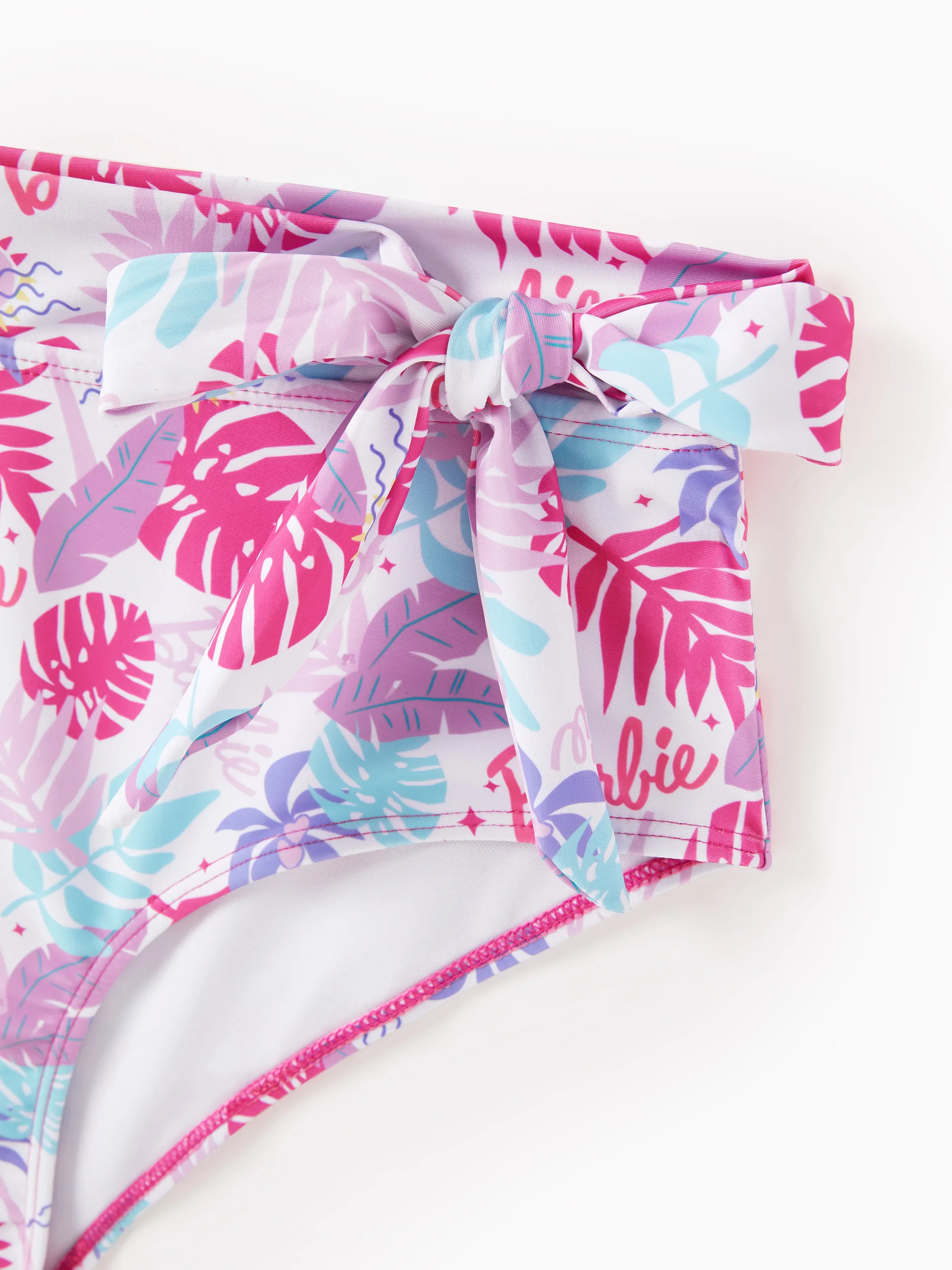 Barbie Mommy & Me Girls Ruffled Tropical Floral Print Swimsuit Hot Pink - Image 6