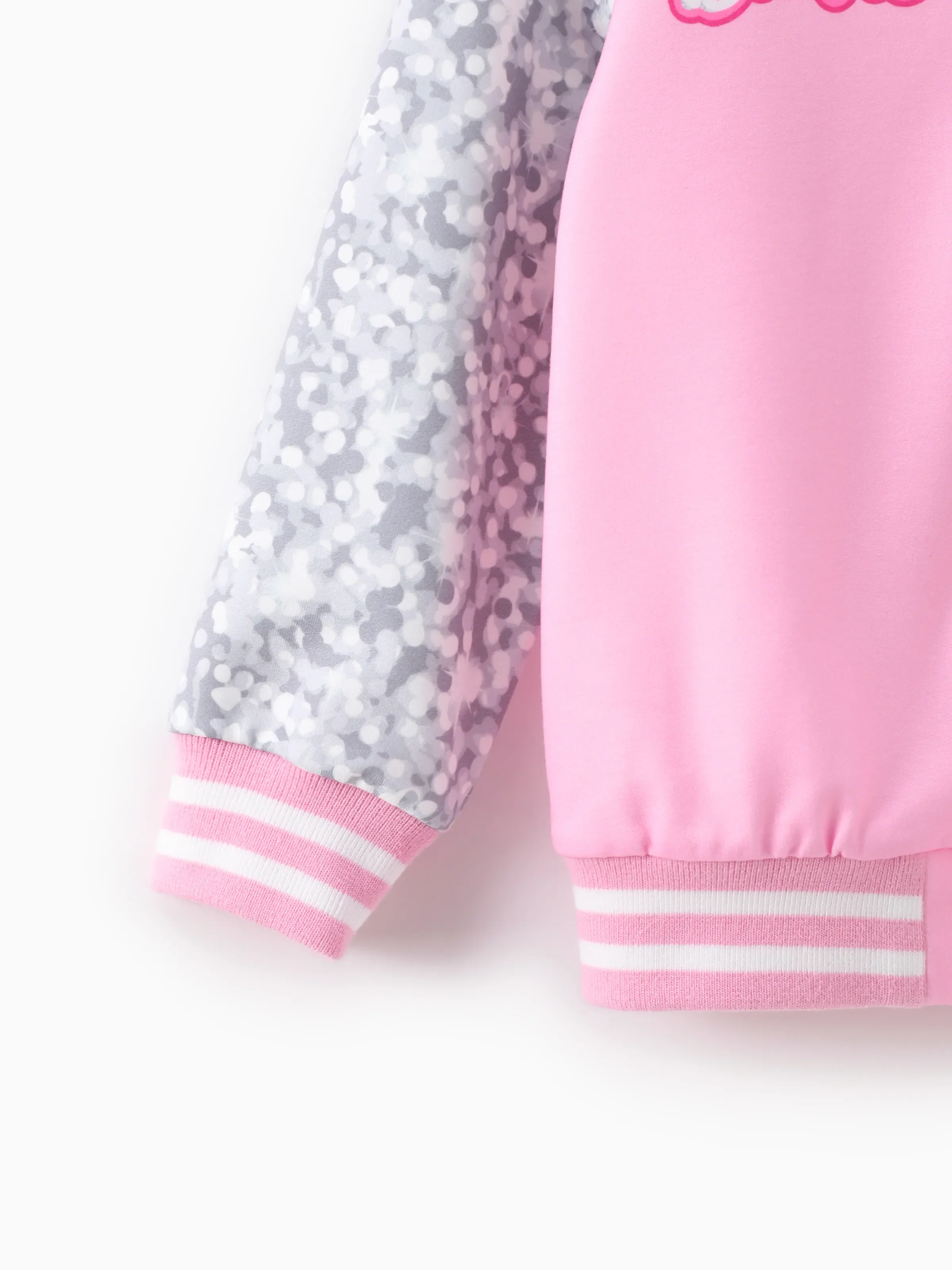 Barbie Outfit Toddler/Kid Girl Naia™ Letter Print Colorblock Lightweight Bomber Jacket Pink - Image 6