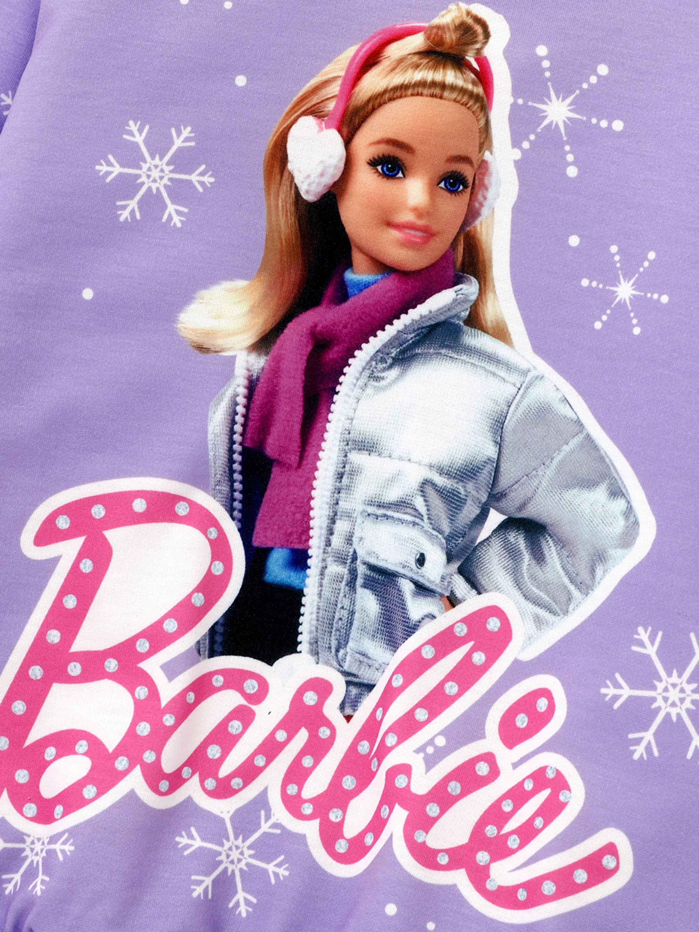 Barbie Toddler Girl Snowflake and Character Print Long-sleeve Sweatshrit Purple - Image 4