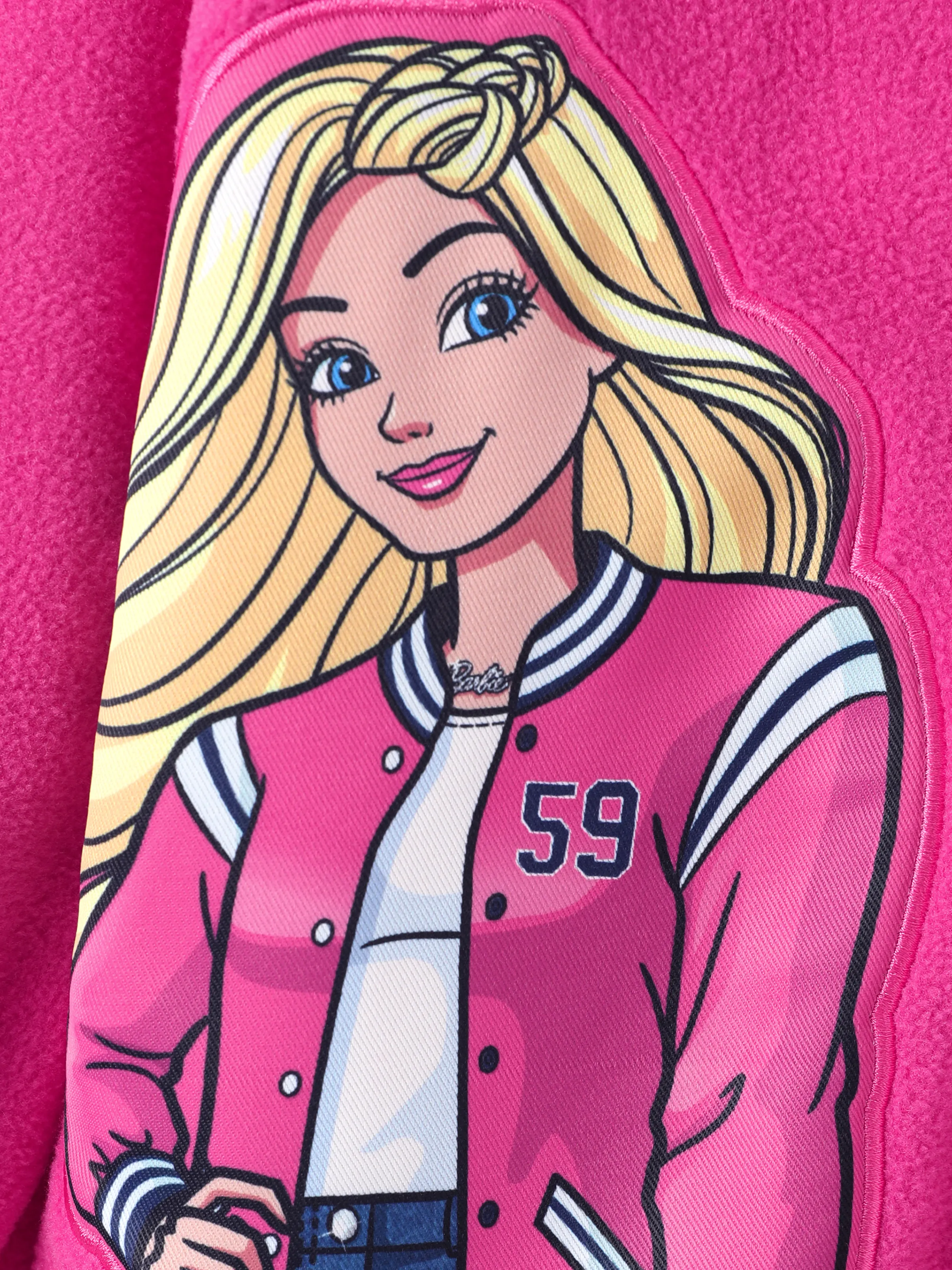 Barbie Toddler/ Kid Girl Fleece Bomber Jacket Hot Pink - Image 2