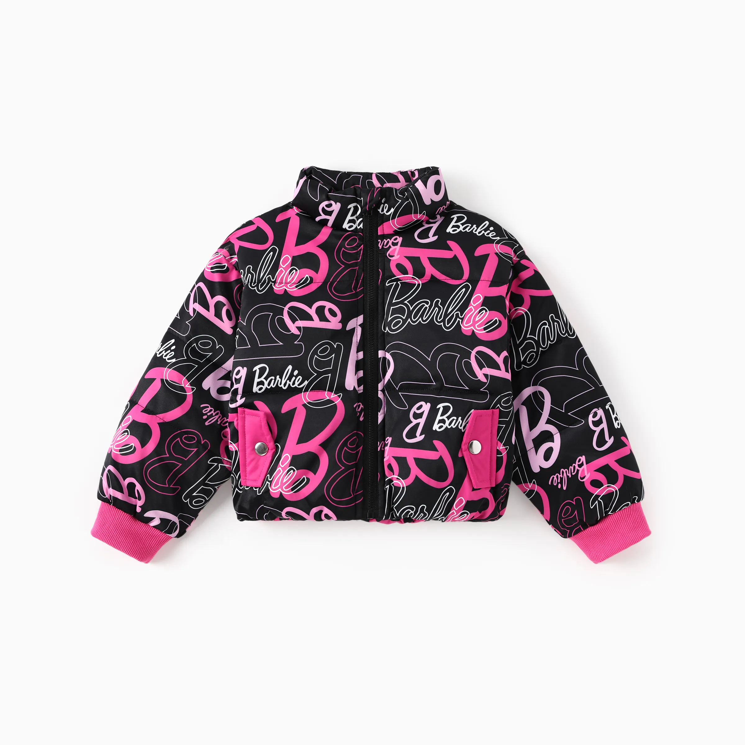 Barbie Toddler/Kid 1pc Logo Pattern Long-sleeve Crop Puffer Jacket Multi-color - Image 8