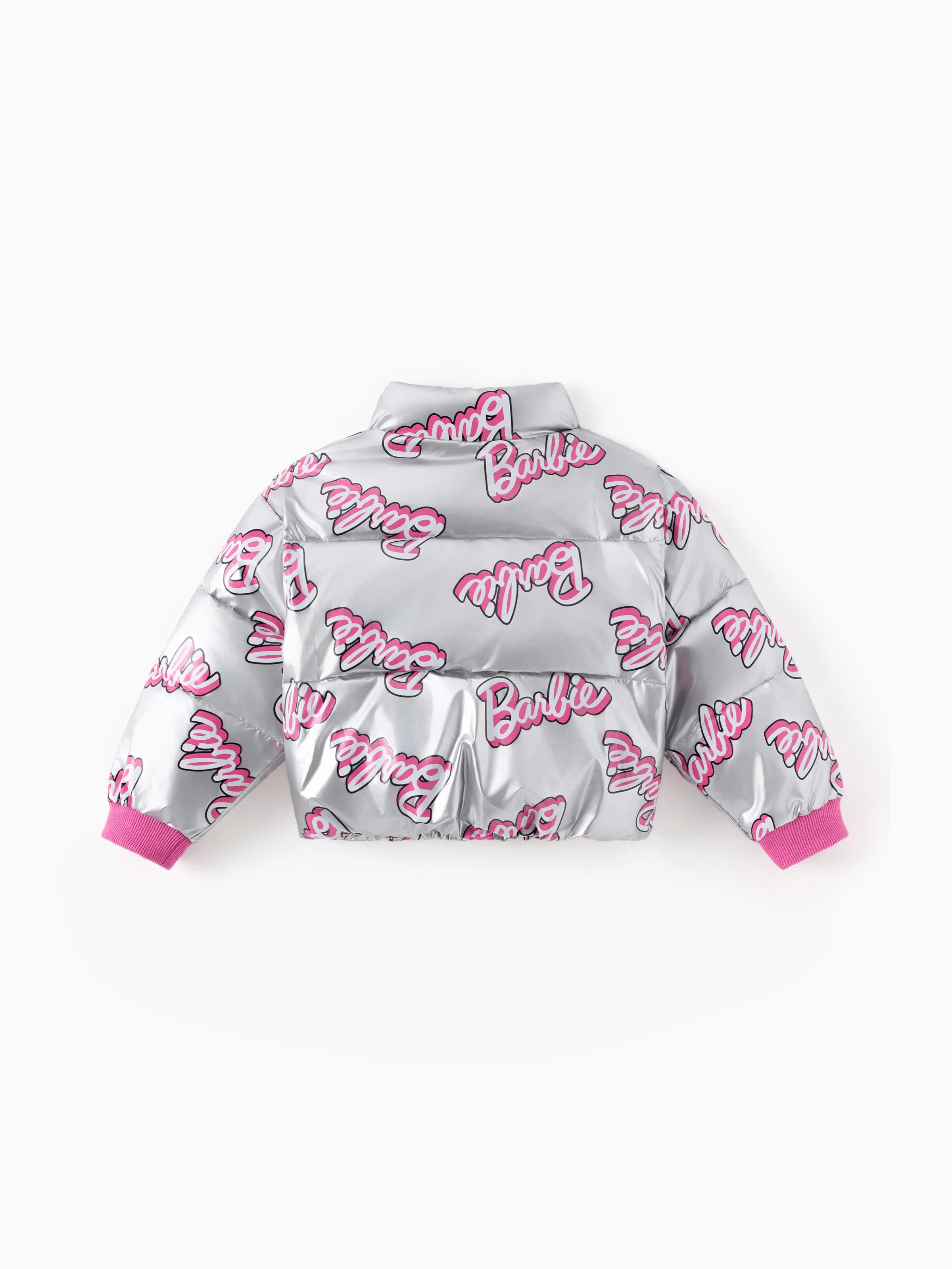 Barbie Toddler/Kid 1pc Logo Pattern Long-sleeve Crop Puffer Jacket White - Image 2