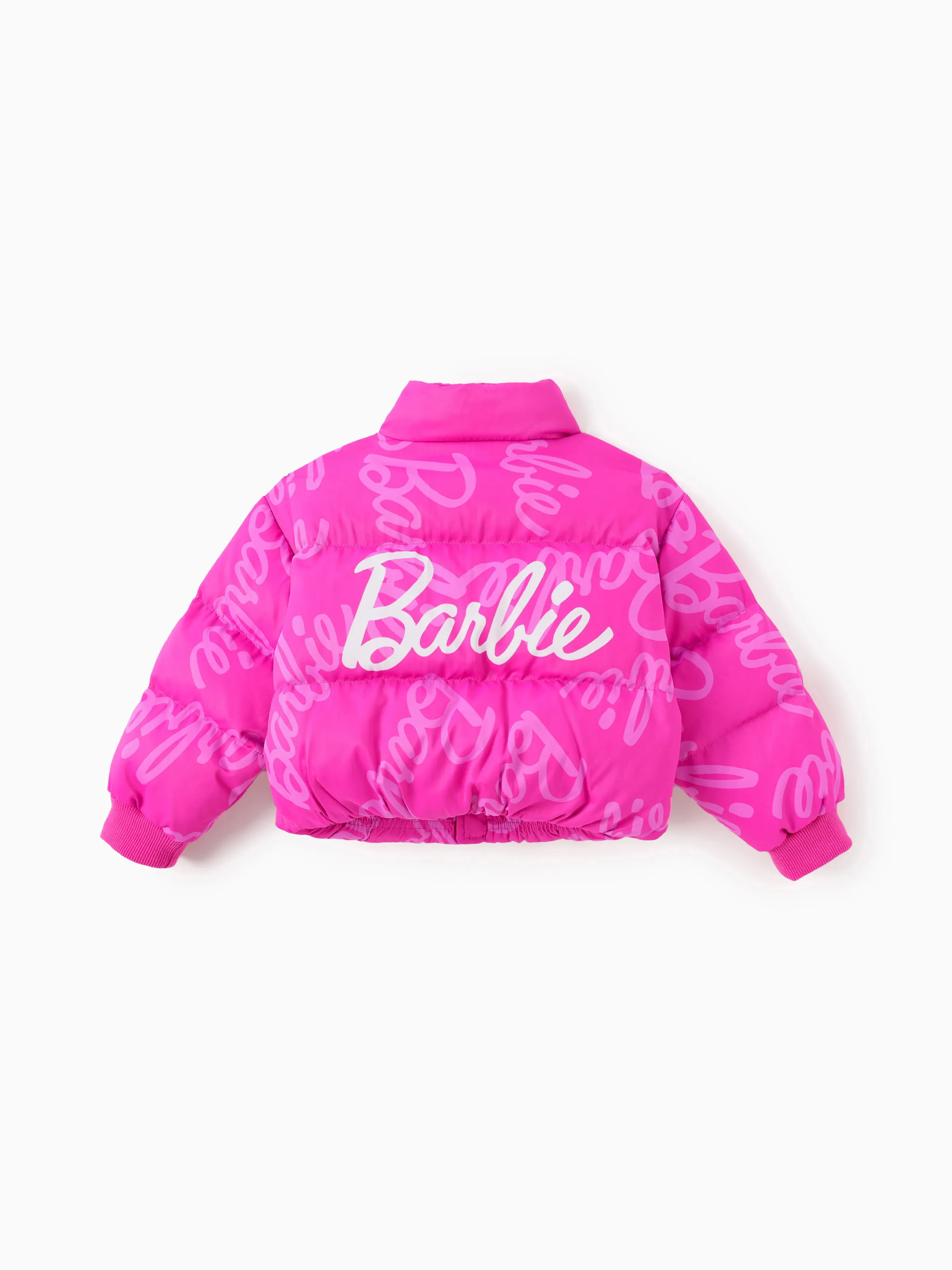 Barbie Toddler/Kid 1pc Logo Pattern Long-sleeve Puffer Jacket Coat Roseo - Image 2