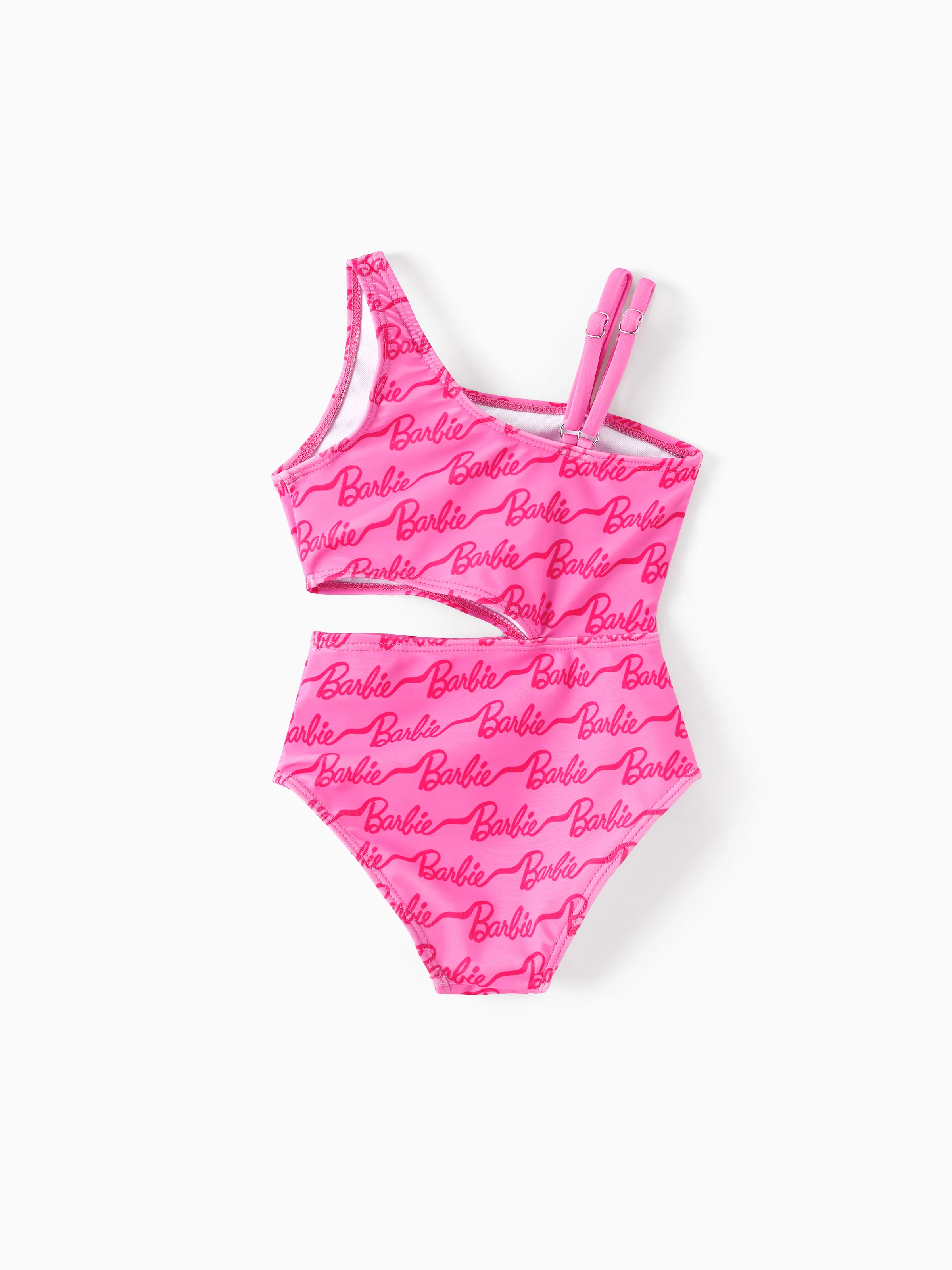 Barbie Toddler/Kid Girl UPF50+ One-shoulder Allover Print Swimsuit  Hot Pink - Image 3