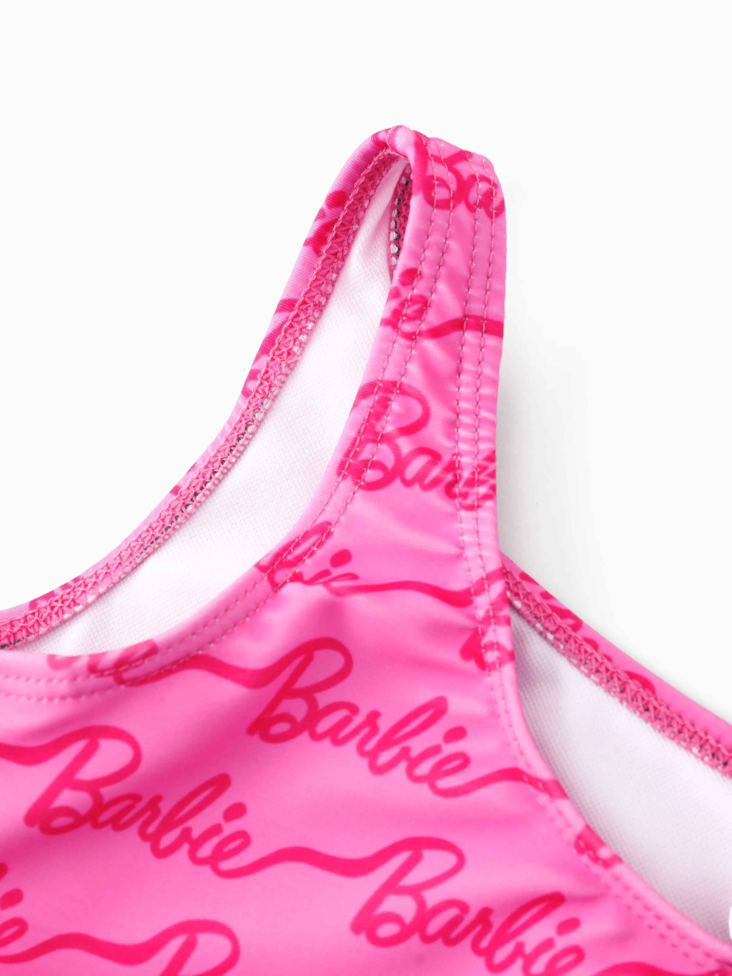 Barbie Toddler/Kid Girl UPF50+ One-shoulder Allover Print Swimsuit  Hot Pink - Image 4