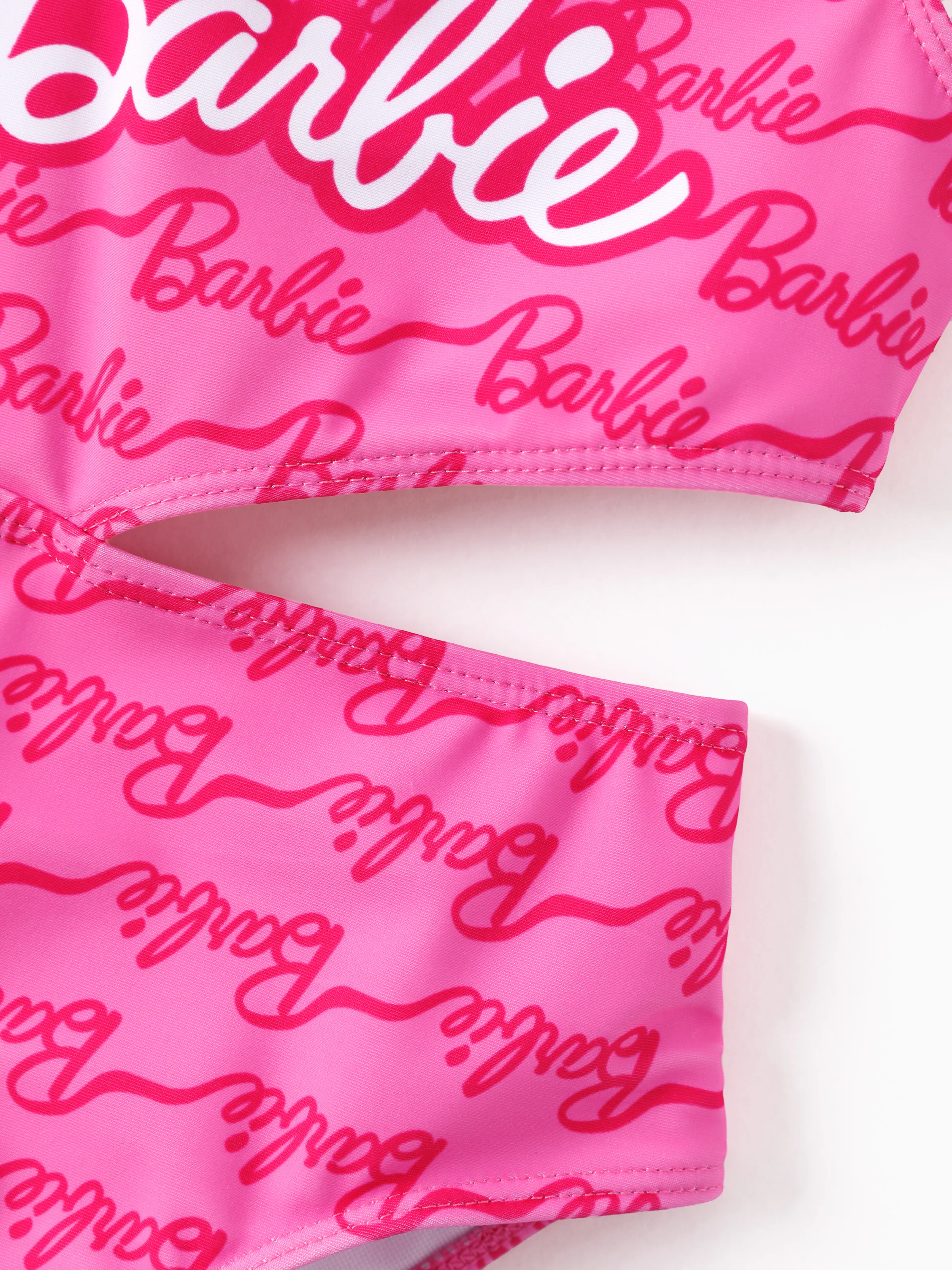Barbie Toddler/Kid Girl UPF50+ One-shoulder Allover Print Swimsuit  Hot Pink - Image 5