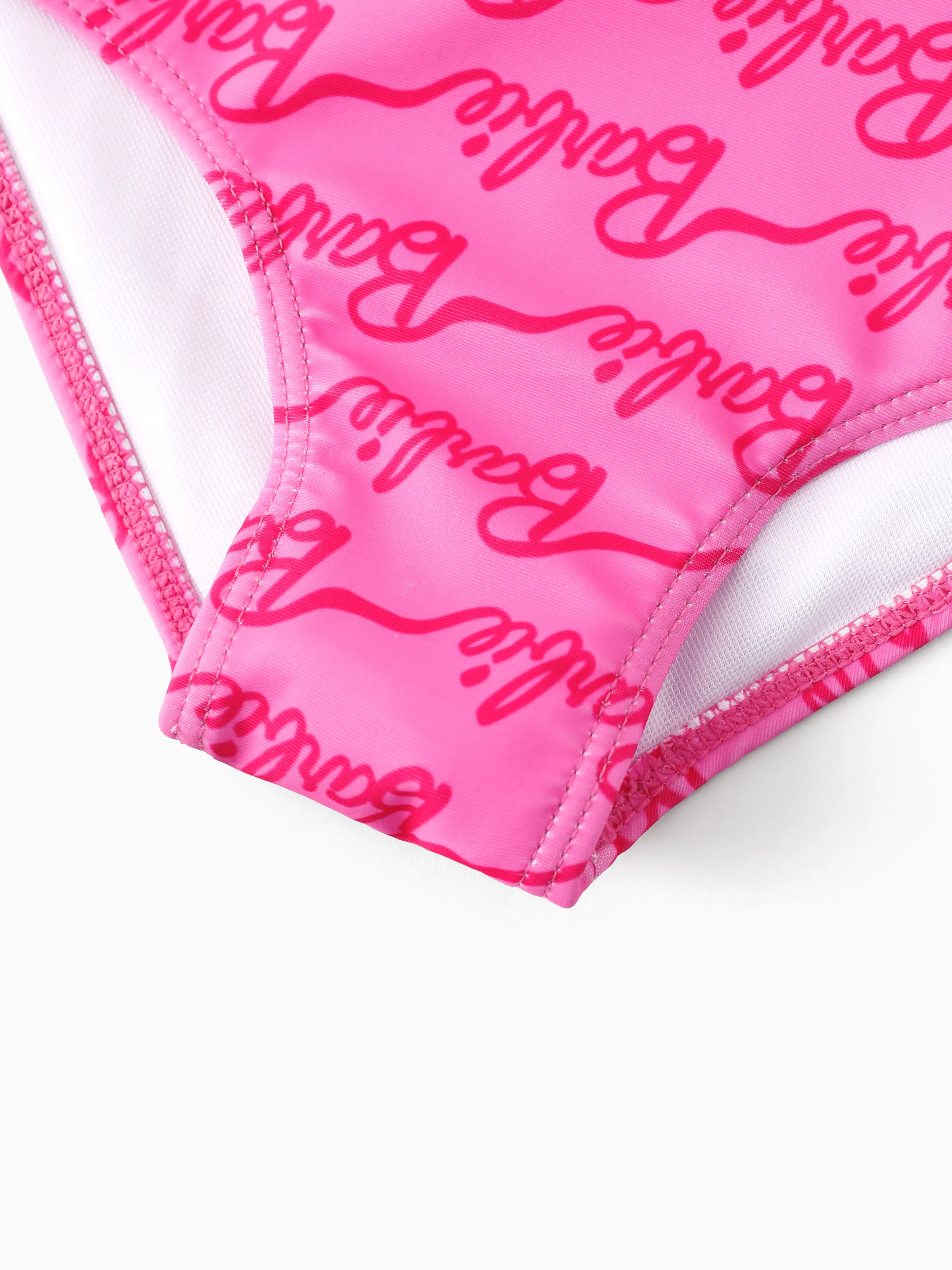 Barbie Toddler/Kid Girl UPF50+ One-shoulder Allover Print Swimsuit  Hot Pink - Image 7