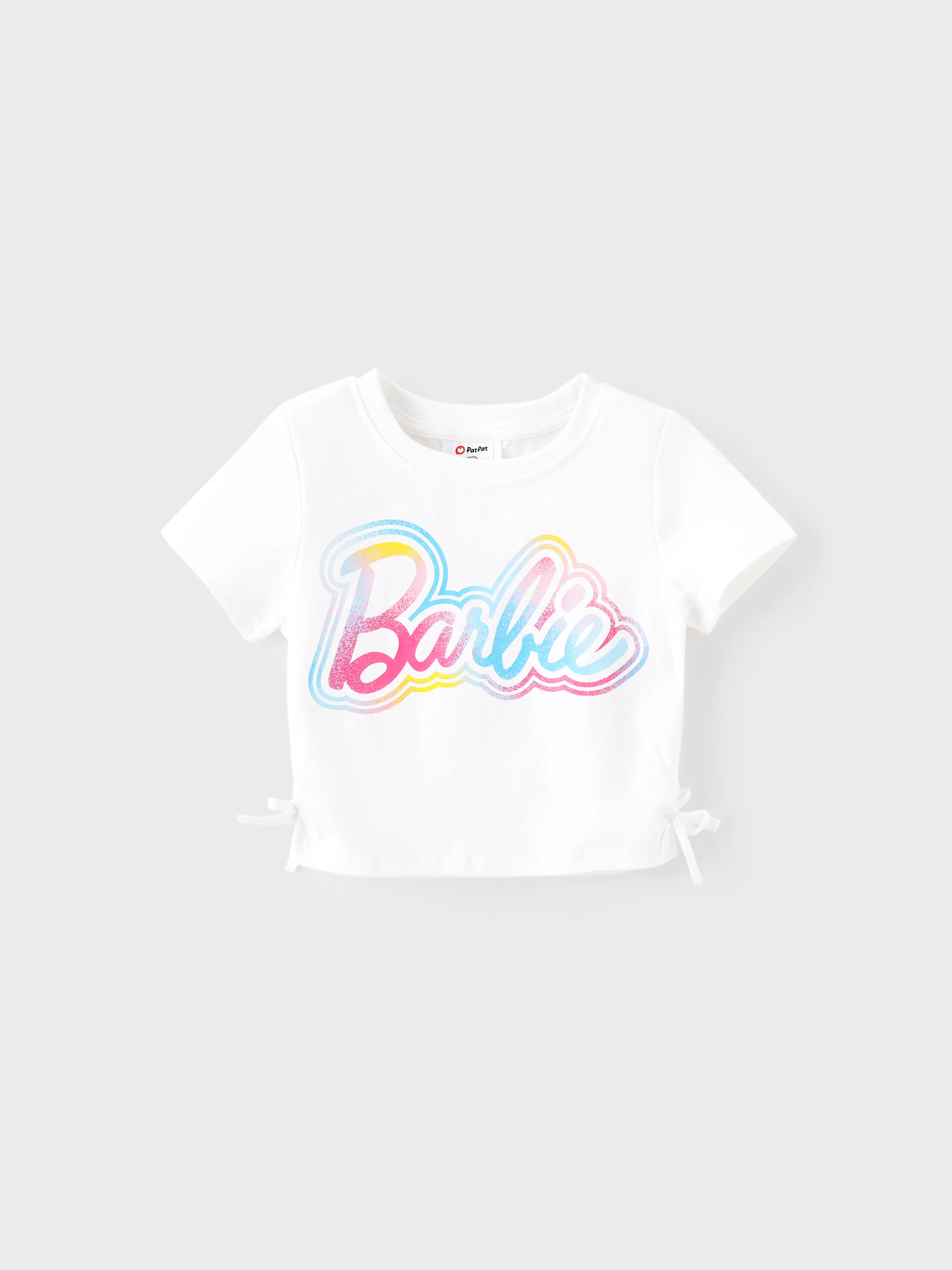 Barbie Toddler/Kid Girl 2pcs Cotton Drawstring Short-sleeve Top And Smocking Skirt Set White - Image 3