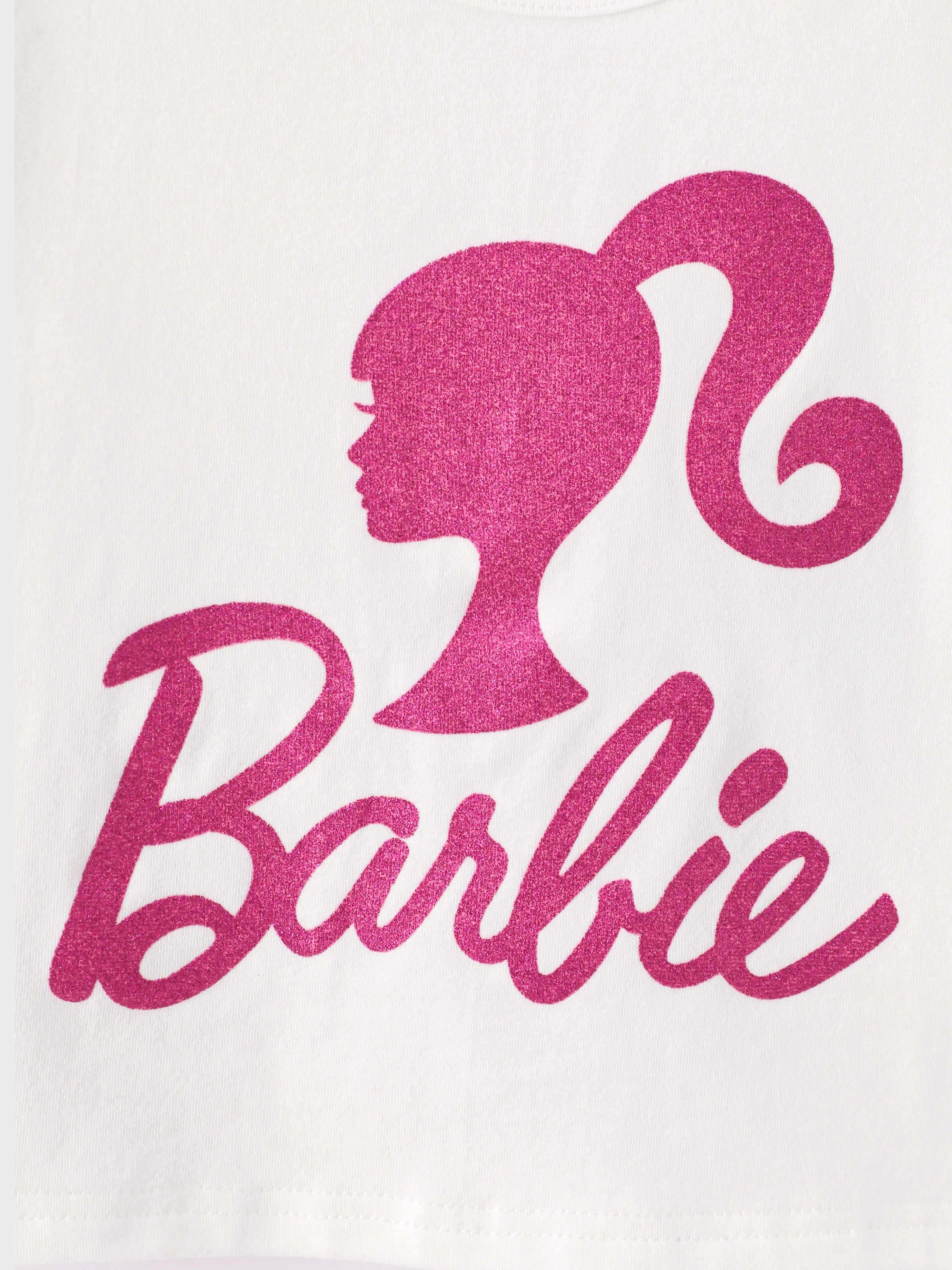 Barbie Toddler/Kid Girl 3pcs Cotton Top and Sequin embroidery Skirt with Headband Set Hot Pink - Image 2