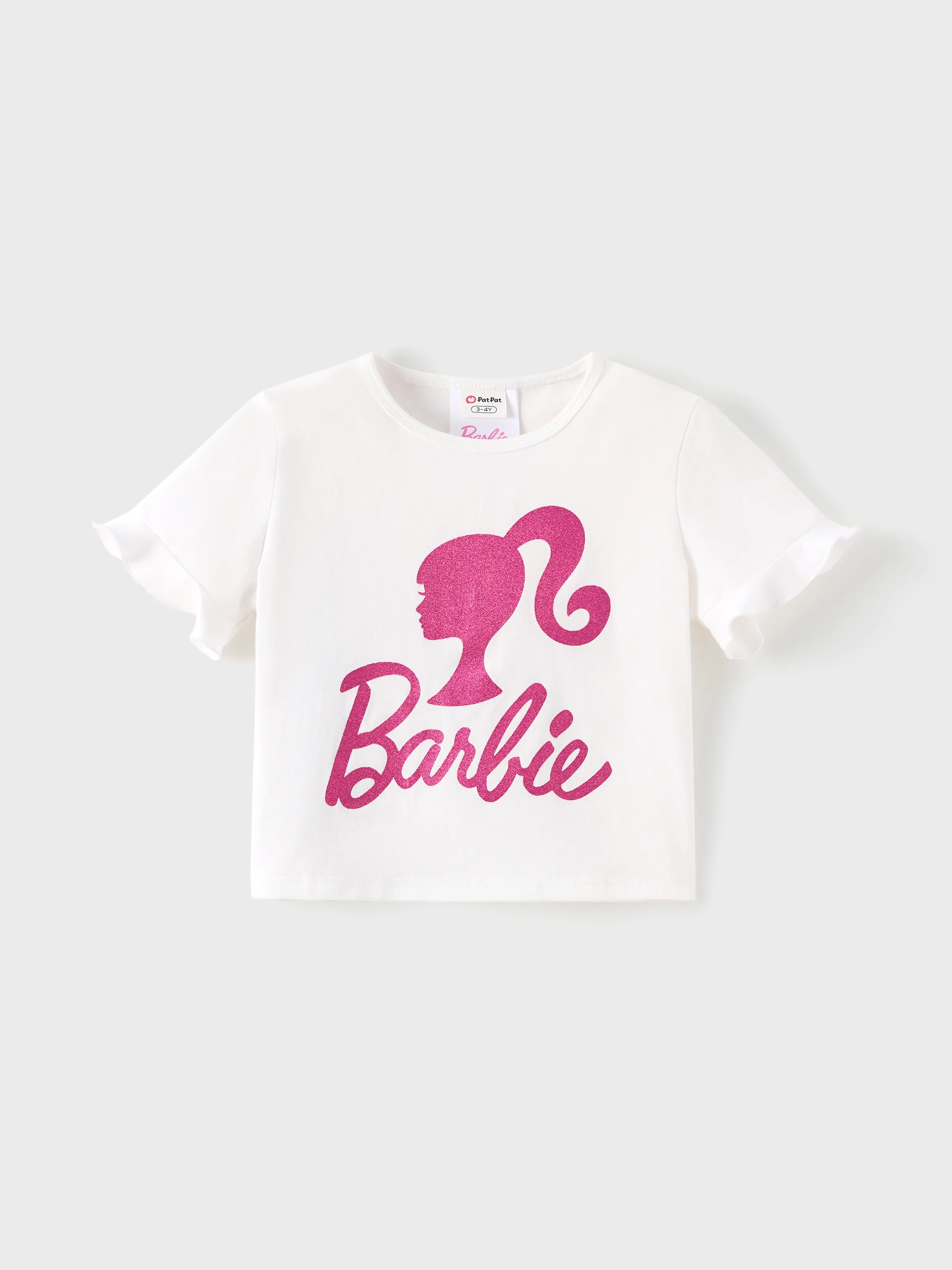 Barbie Toddler/Kid Girl 3pcs Cotton Top and Sequin embroidery Skirt with Headband Set Hot Pink - Image 5