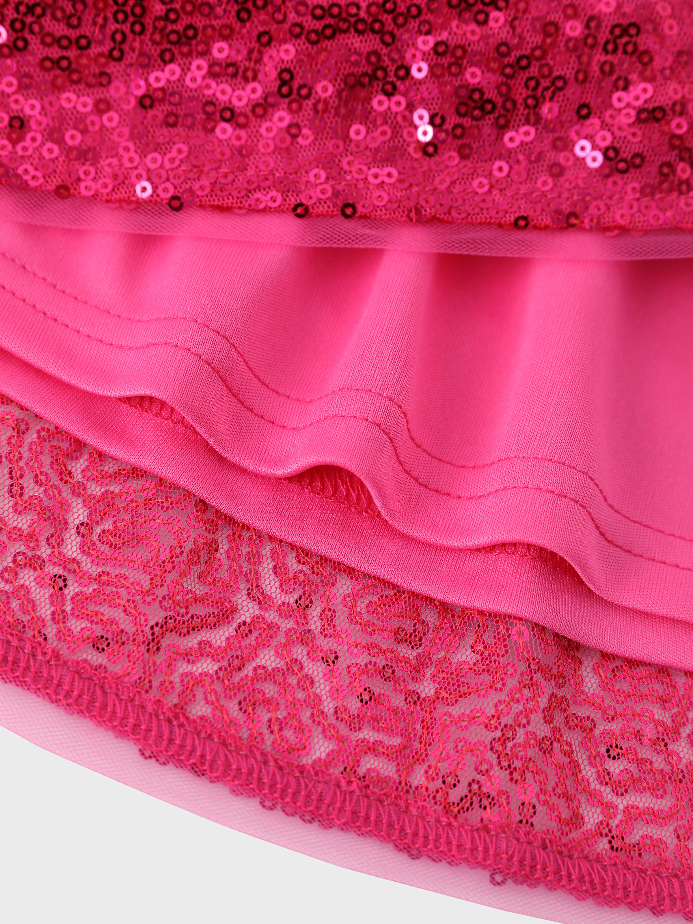 Barbie Toddler/Kid Girl 3pcs Cotton Top and Sequin embroidery Skirt with Headband Set Hot Pink - Image 9