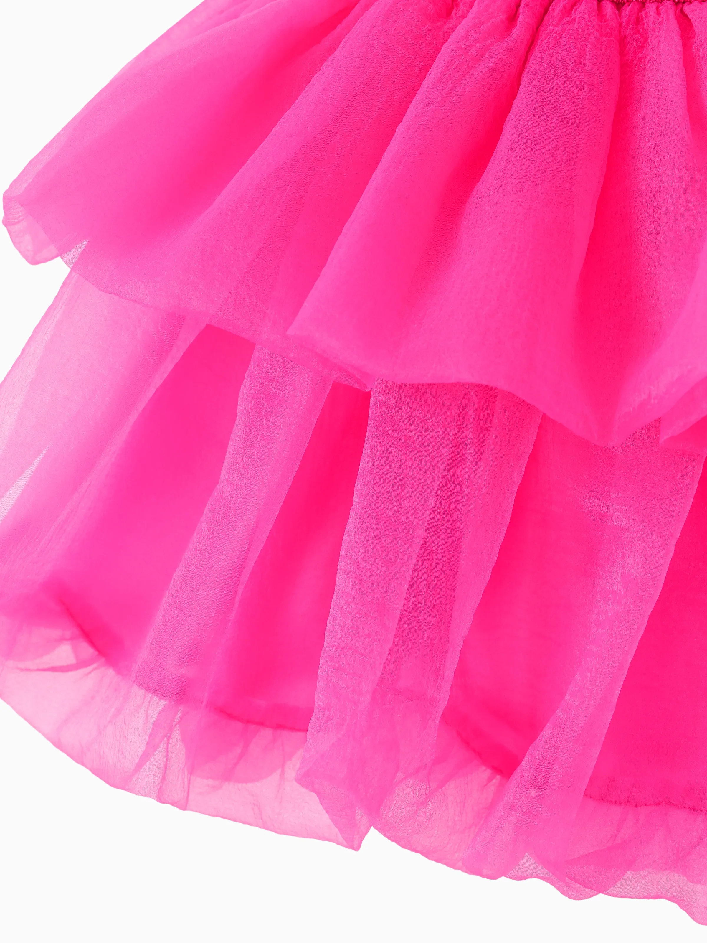 Barbie Toddler/Kid Girl Barbie Letter Print Layered Tulle Dress Hot Pink - Image 8