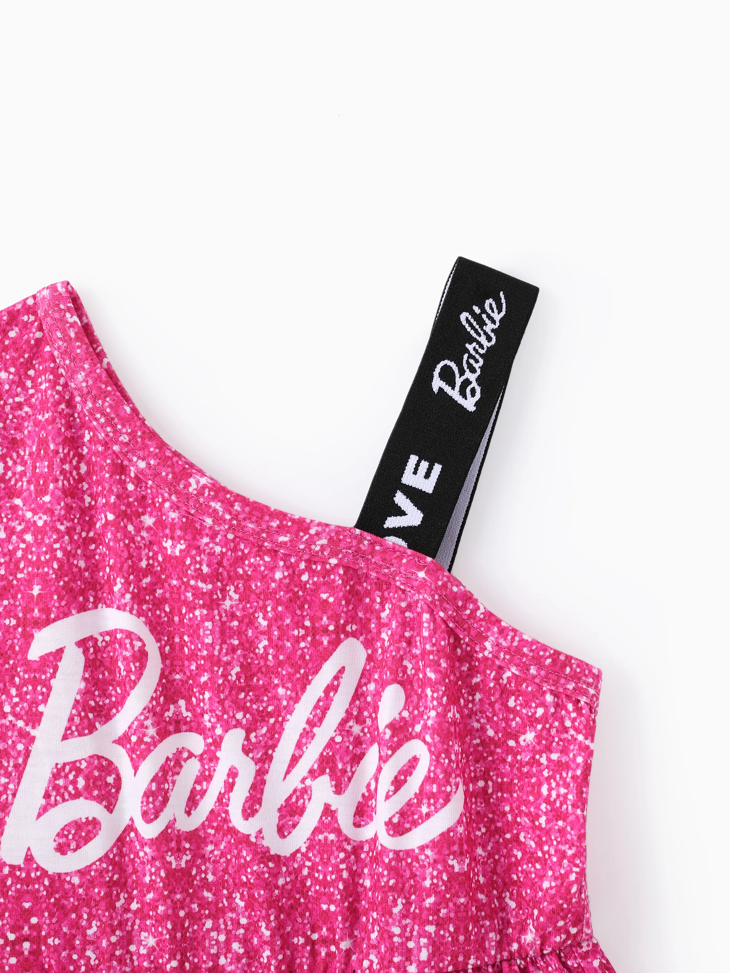 Barbie Toddler/Kid Girl One shouder desgin multi-layer Dress Rose pink - Image 4