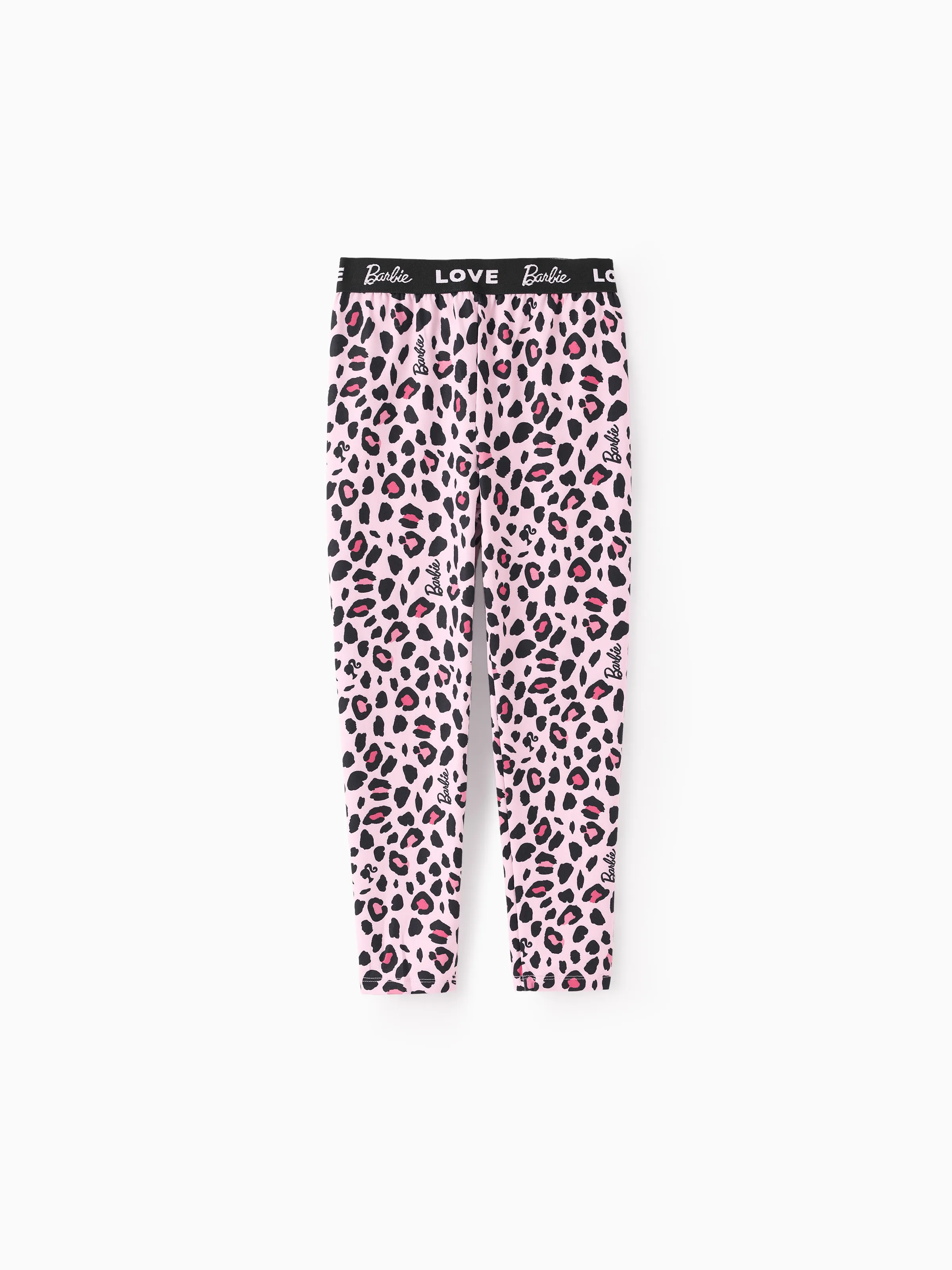 Barbie Toddler/Kids Girl 2pcs Chic Hem Cotton Long-sleeve Top and Leopard Pants Set Black - Image 6