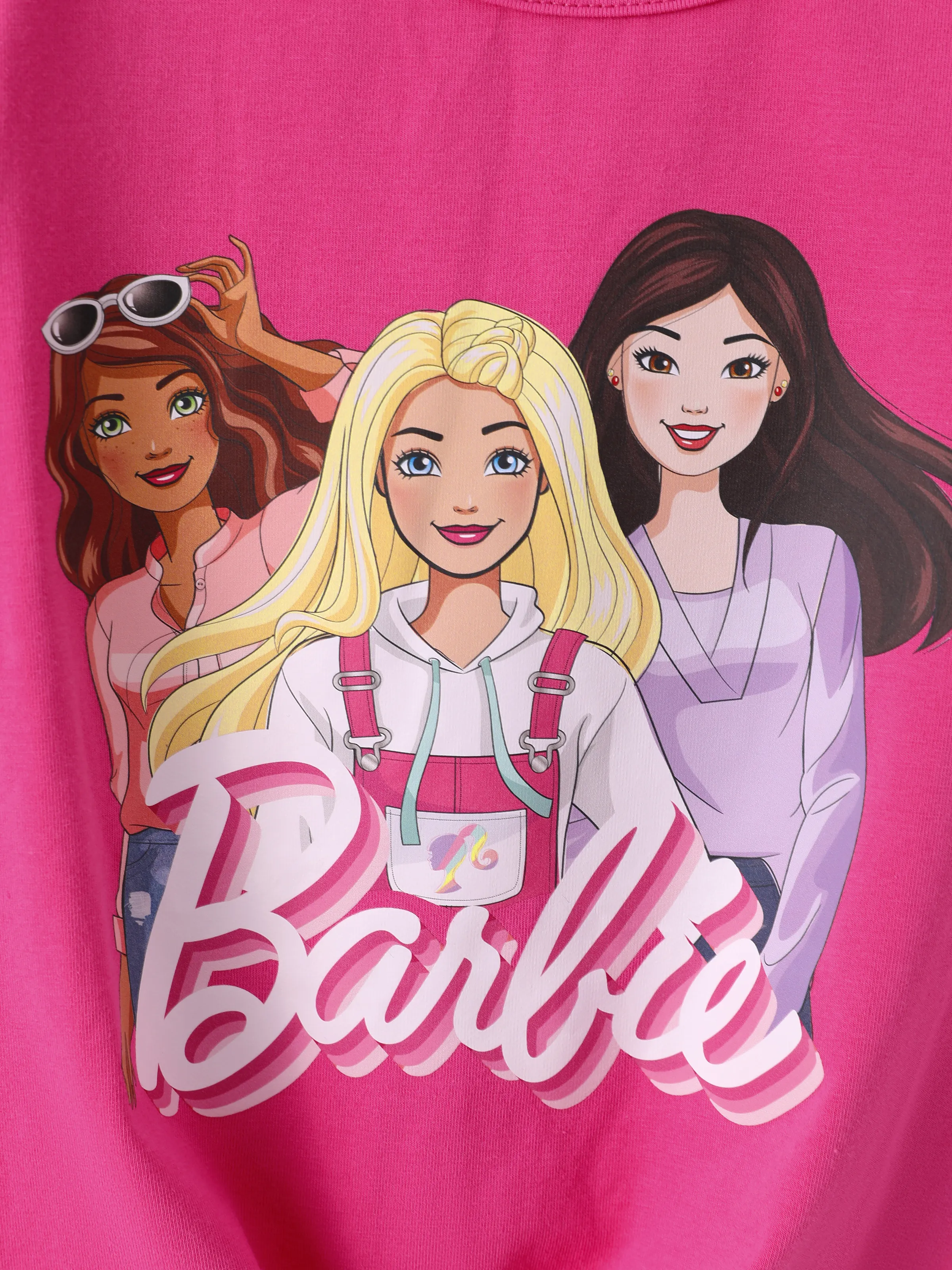 Barbie Toddler/Kids Girl 2pcs Chic Hem Cotton Long-sleeve Top and Leopard Pants Set Hot Pink - Image 10
