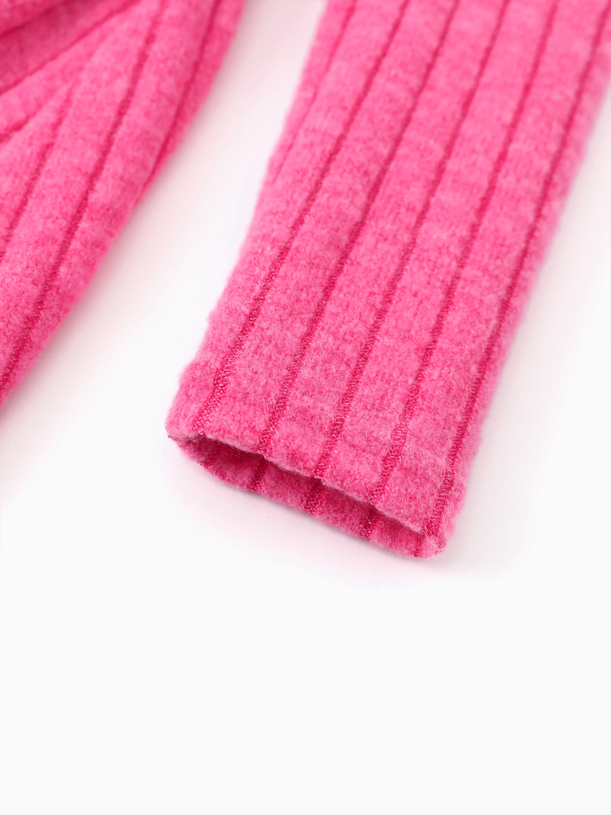 Barbie Toddler/Kids Girl Ribbed Knit Fabric Terry Embroidery Dress Hot Pink - Image 5