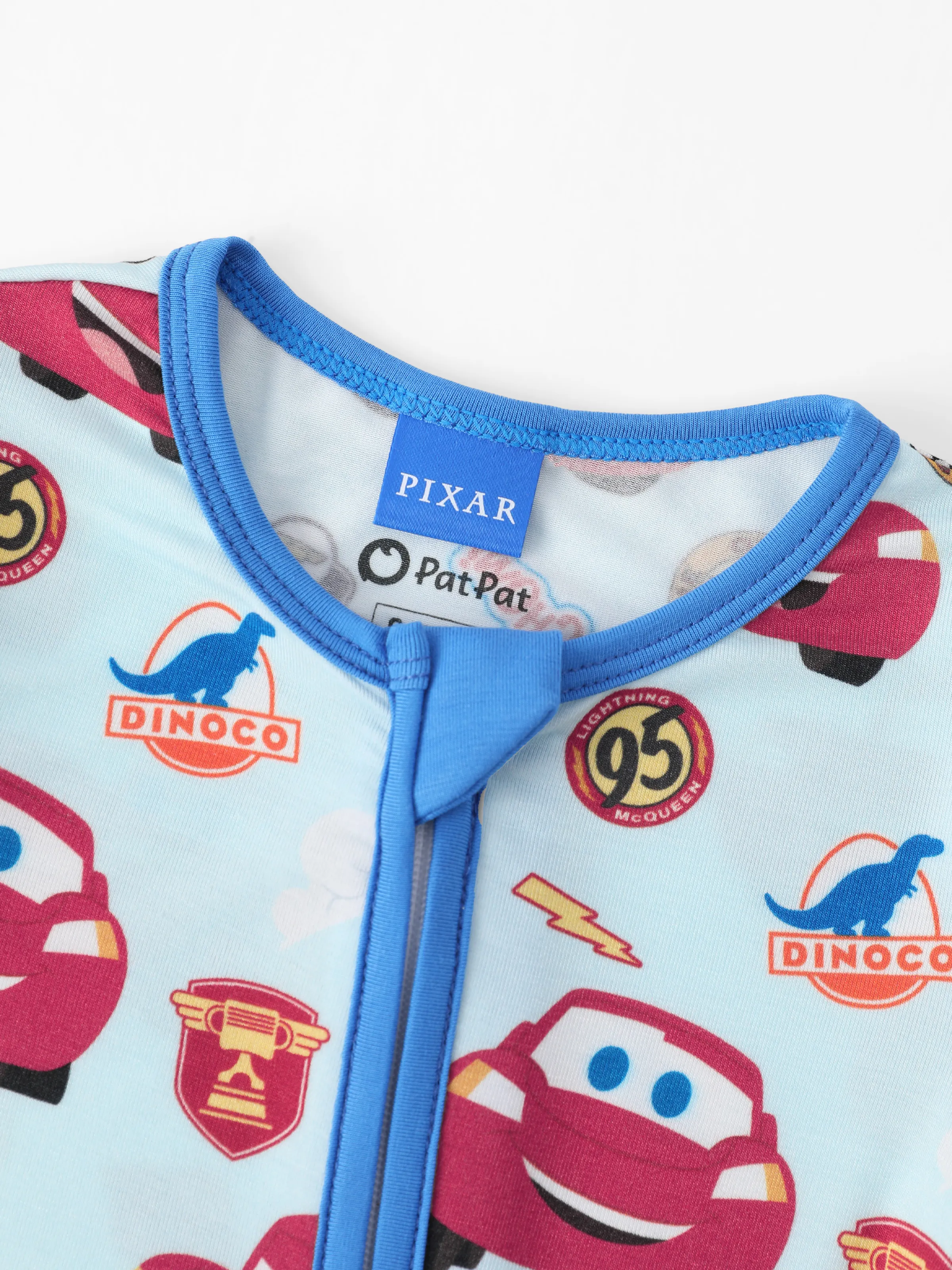 Cars Bamboo Baby Boy Lightning McQueen 2-Way Zip Onesies Anti Slip Long-sleeve Footie Blue - Image 4