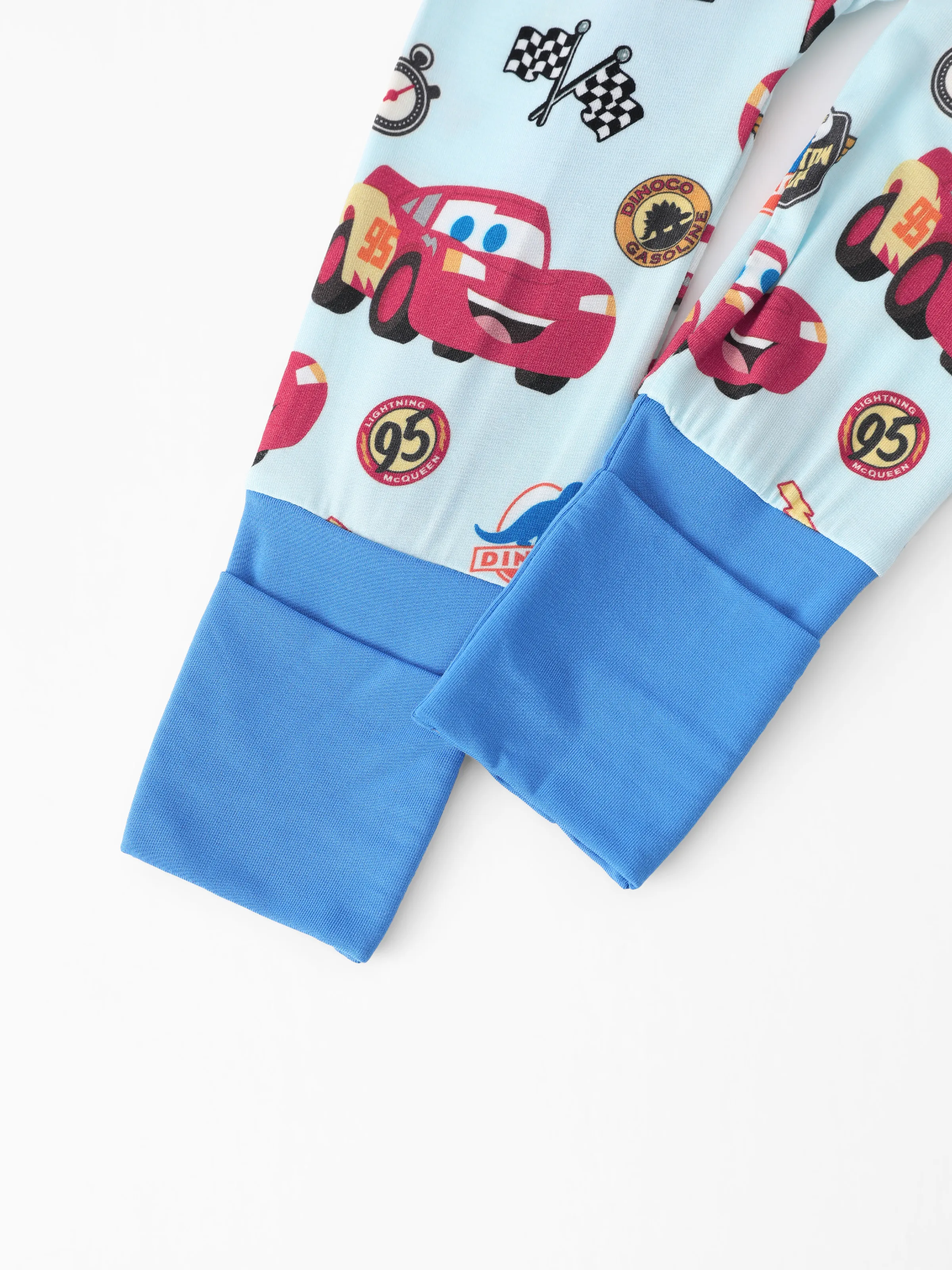 Cars Bamboo Baby Boy Lightning McQueen 2-Way Zip Onesies Anti Slip Long-sleeve Footie Blue - Image 8