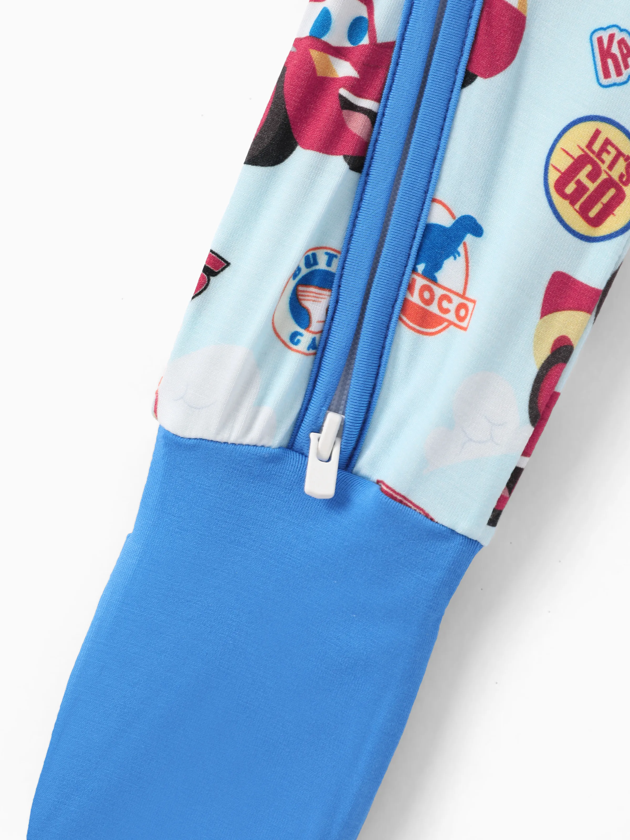 Cars Bamboo Baby Boy Lightning McQueen 2-Way Zip Onesies Anti Slip Long-sleeve Footie Blue - Image 9