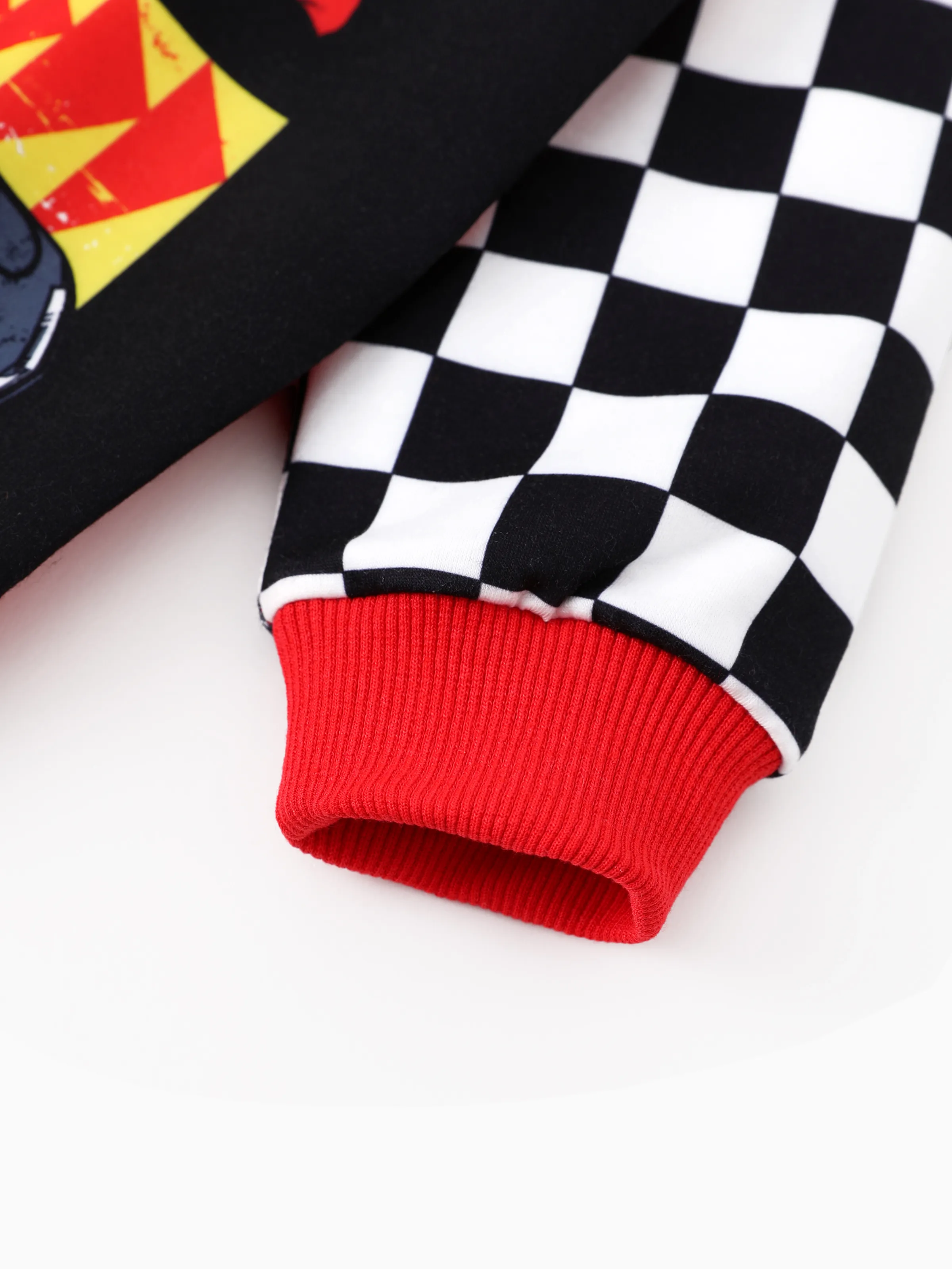 Cars Toddler Boy Checkerboard Print Colorblock Sweatshirt Red - Image 5