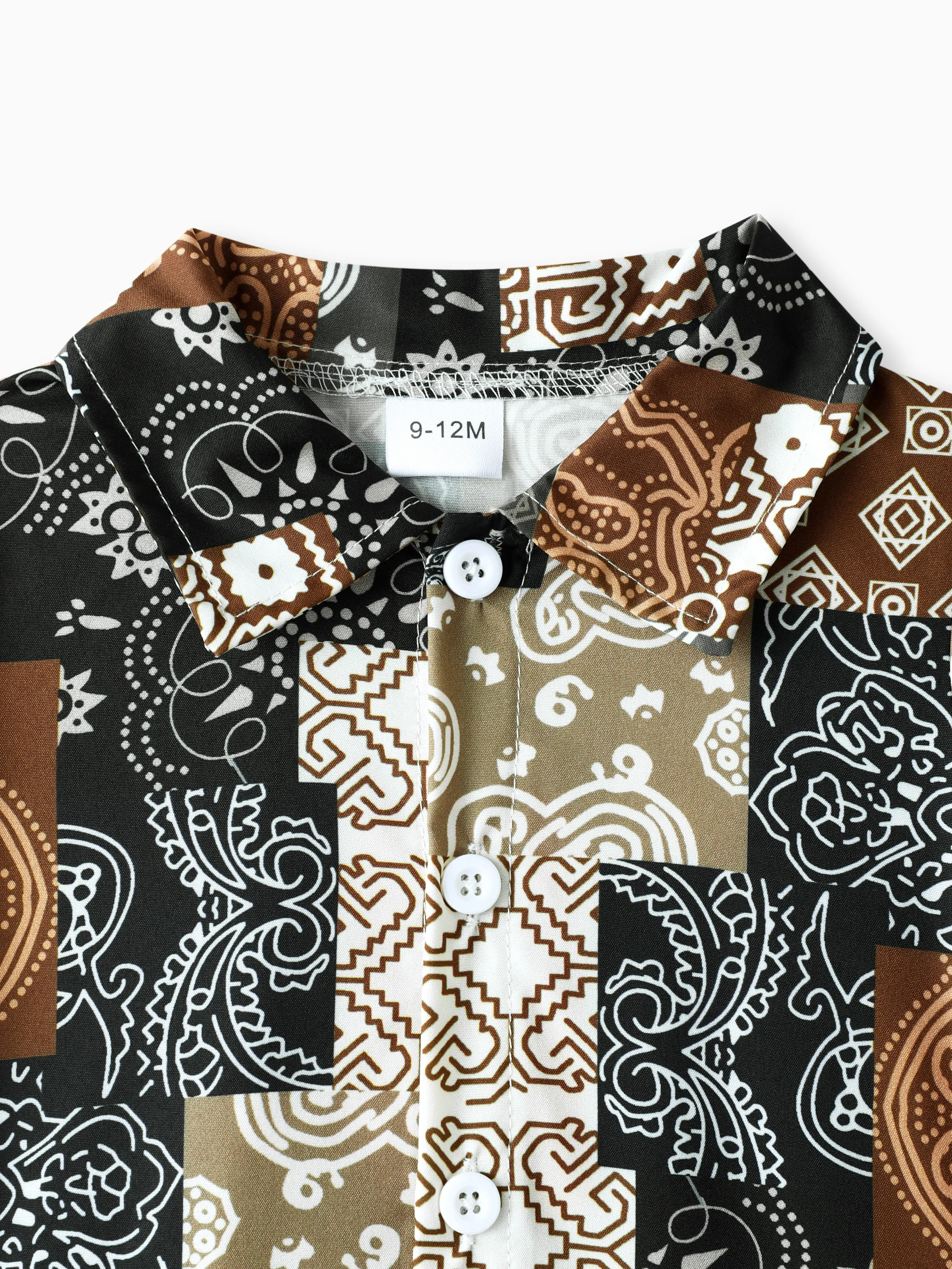 Casual Ethnic 2pcs Set for Baby Boy with Lapel, 100% Polyester, Regular Brown - Image 3