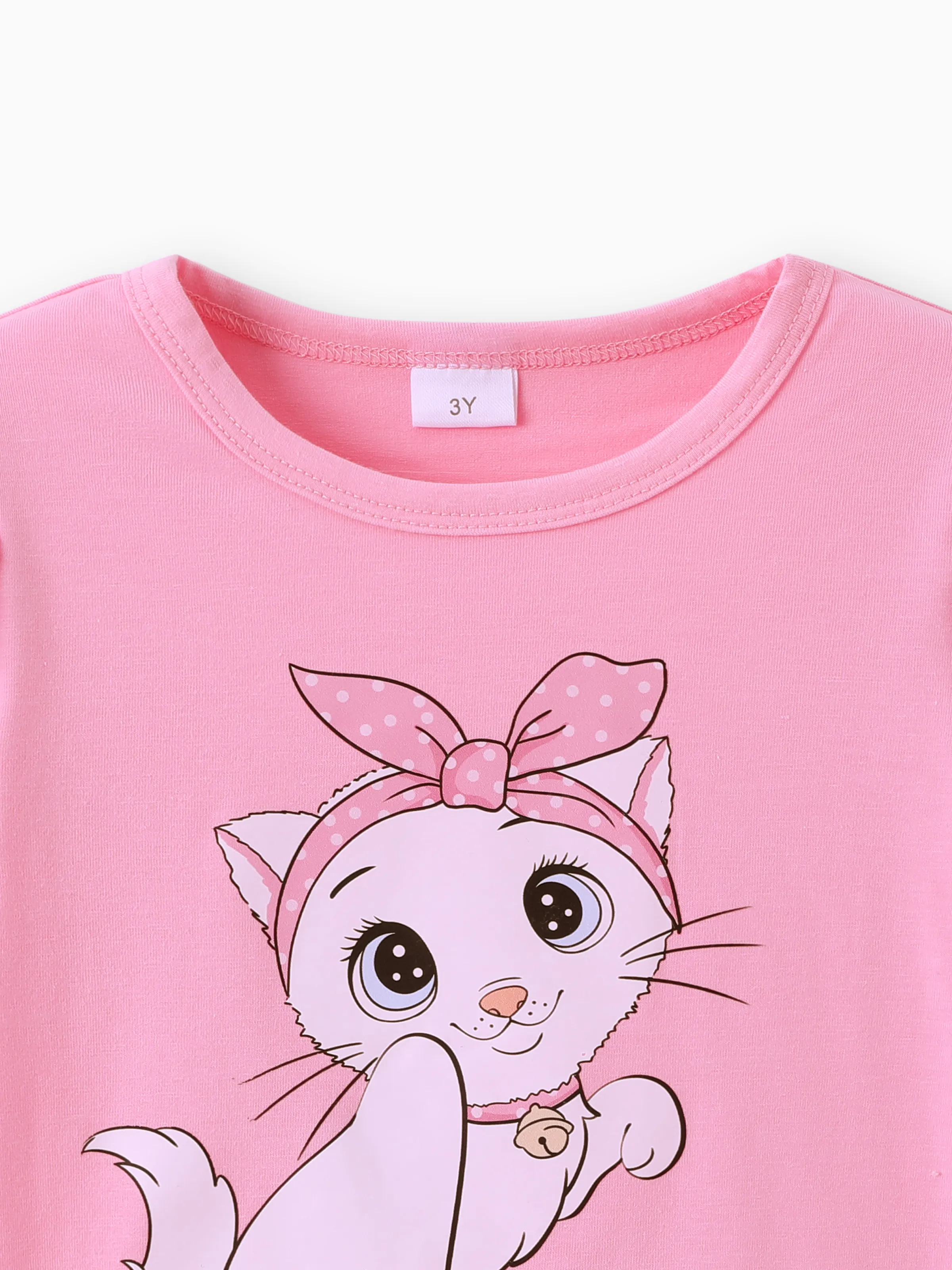 Toddler Girl Childlike Flutter Sleeve Tee and Denim Shorts Set Pink - Image 3
