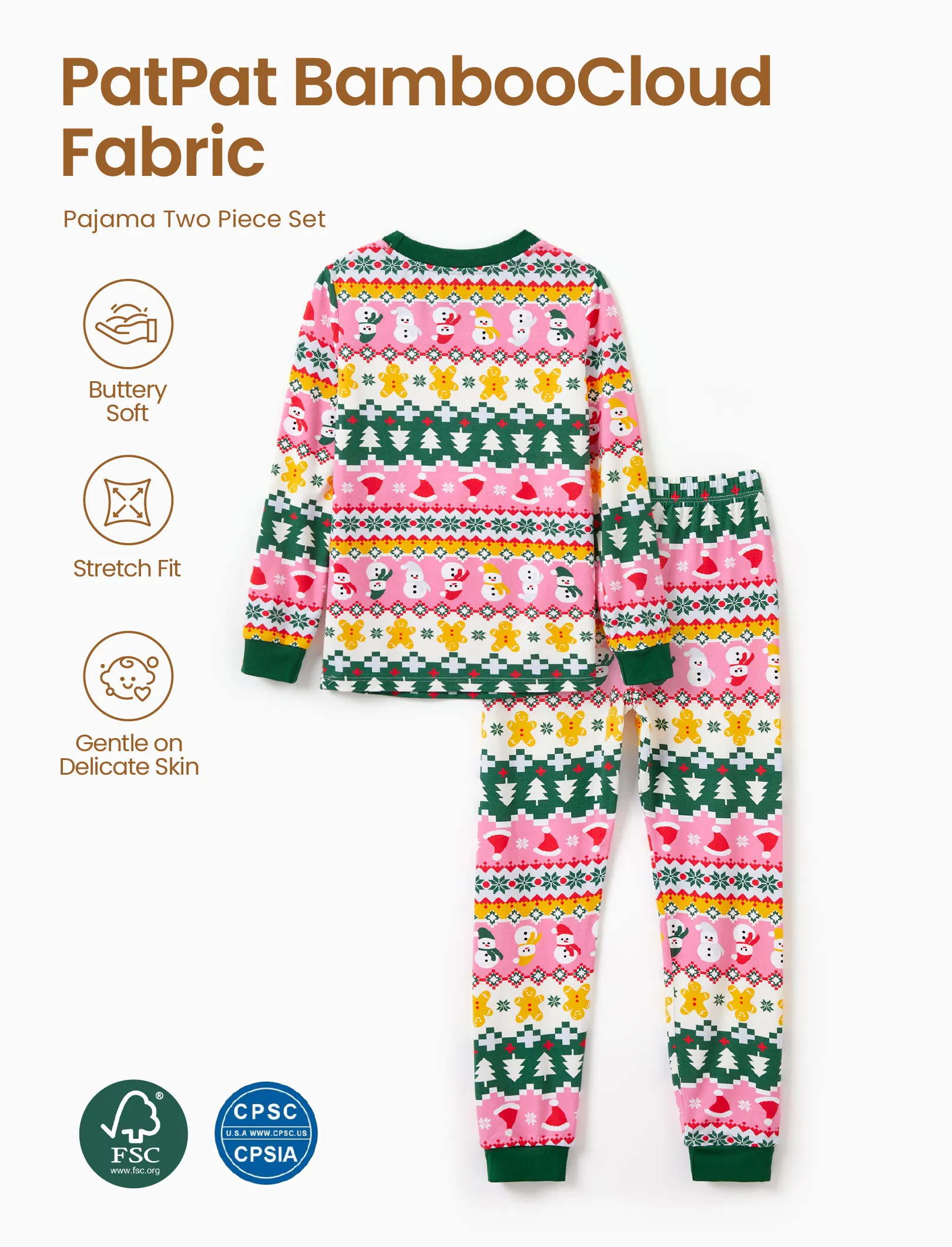 Christmas / Halloween Pajama 2-Piece Upgraded Thick Bamboo Pajama Set With Childlike Print for Toddler / Kids Girl (Snug-Fitting) Multi-color - Image 4