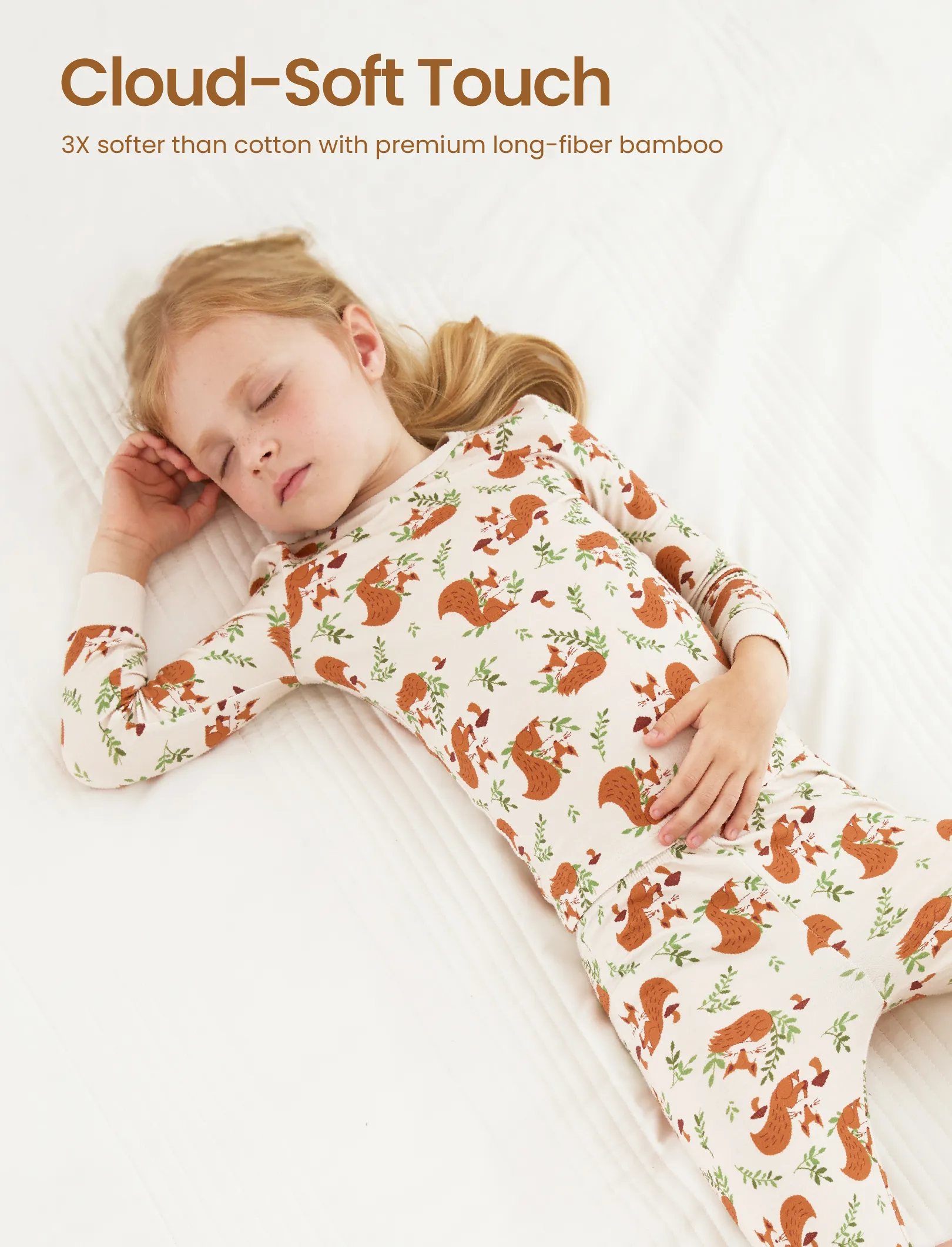Christmas / Halloween Pajama 2-piece Bamboo Pajamas Set With Childlike Print for Baby / Toddler( Snug-Fitting) Apricot - Image 4