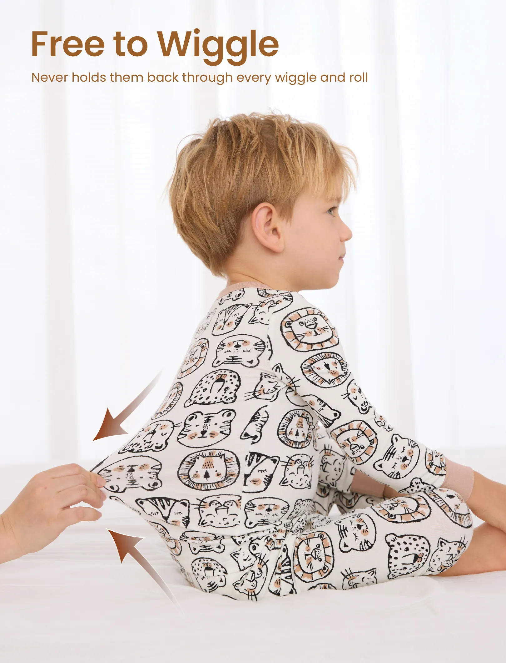 Christmas / Halloween Pajama 2-piece Bamboo Pajamas Set With Childlike Print for Baby / Toddler( Snug-Fitting) Khaki - Image 5