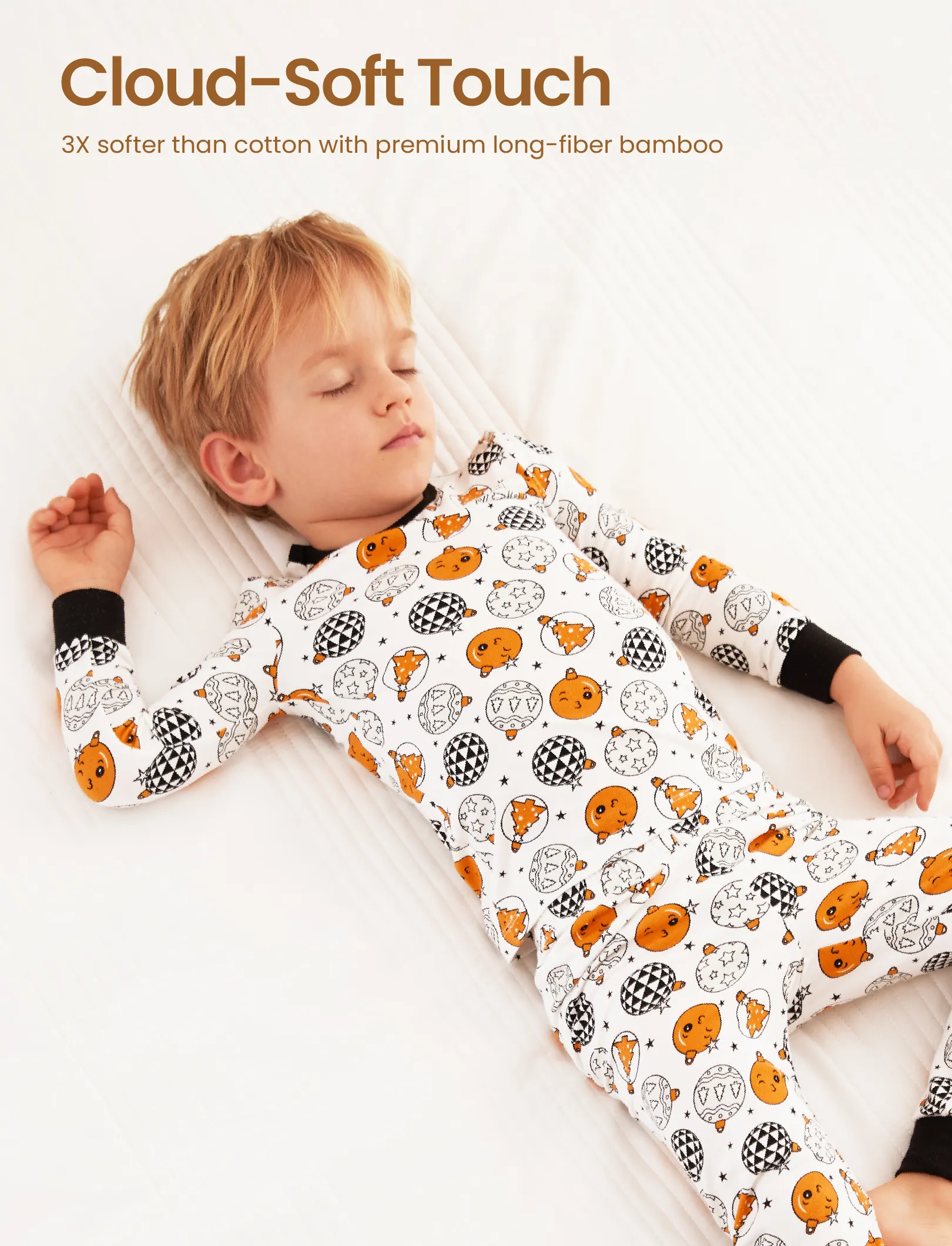 Christmas / Halloween Pajama 2-piece Bamboo Pajamas Set With Childlike Print for Baby / Toddler( Snug-Fitting) Orange - Image 6