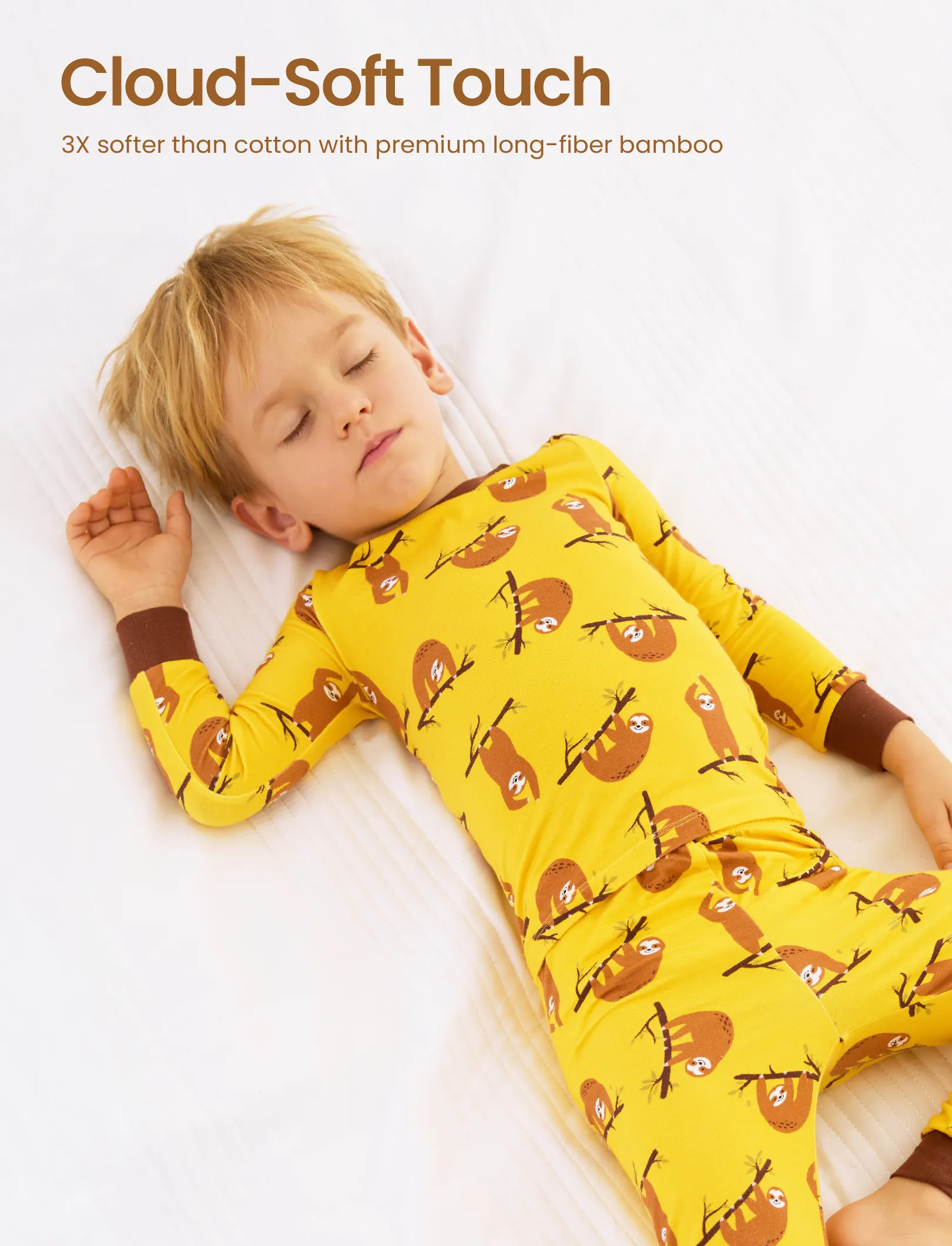Christmas / Halloween Pajama 2-piece Bamboo Pajamas Set With Childlike Print for Baby / Toddler( Snug-Fitting) Yellow - Image 5