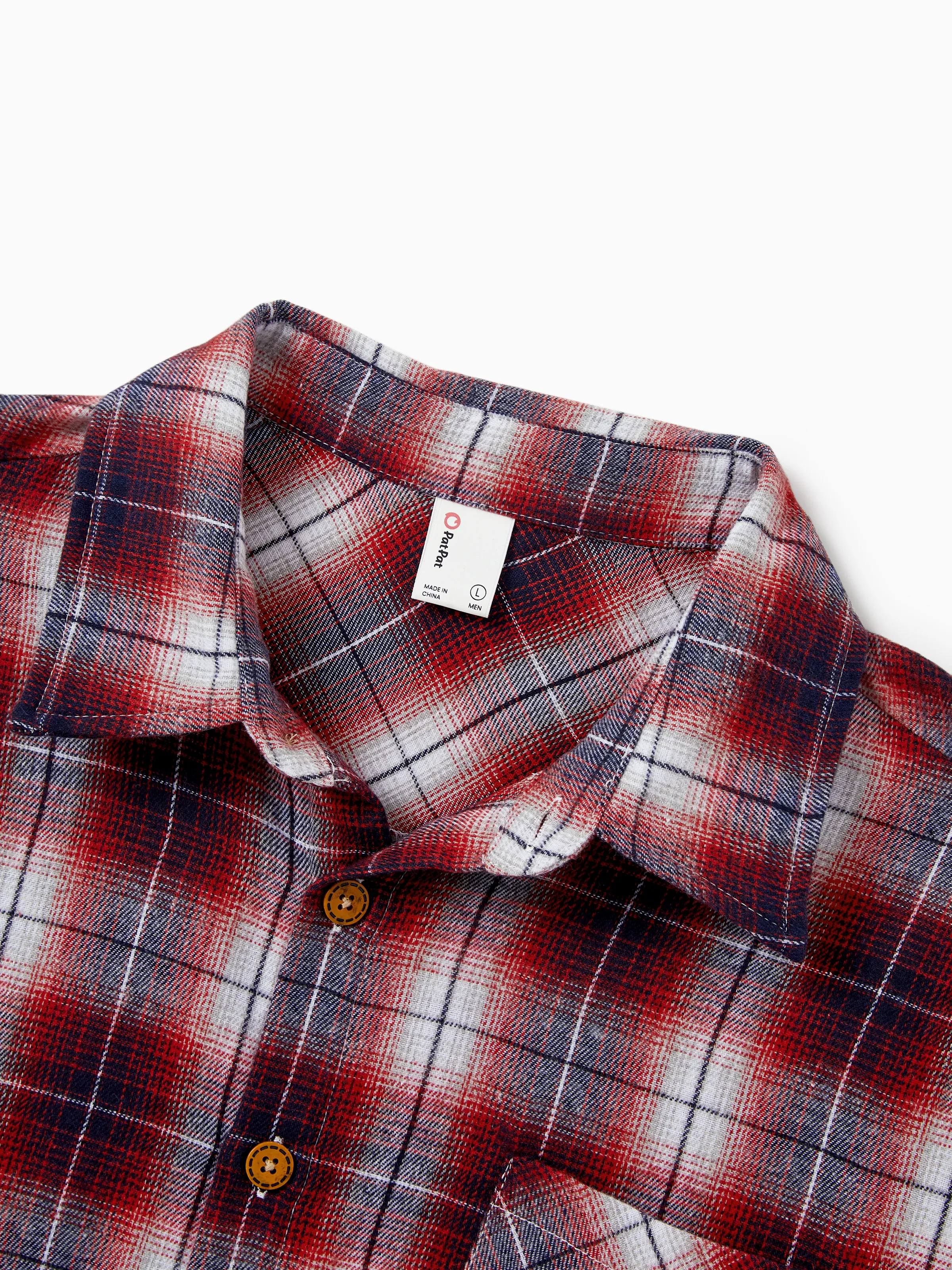 Christmas Plaid Matching Family Outfits Dad/Son Long-sleeve Shirts or Mom/Daughter Dresses Red - Image 19