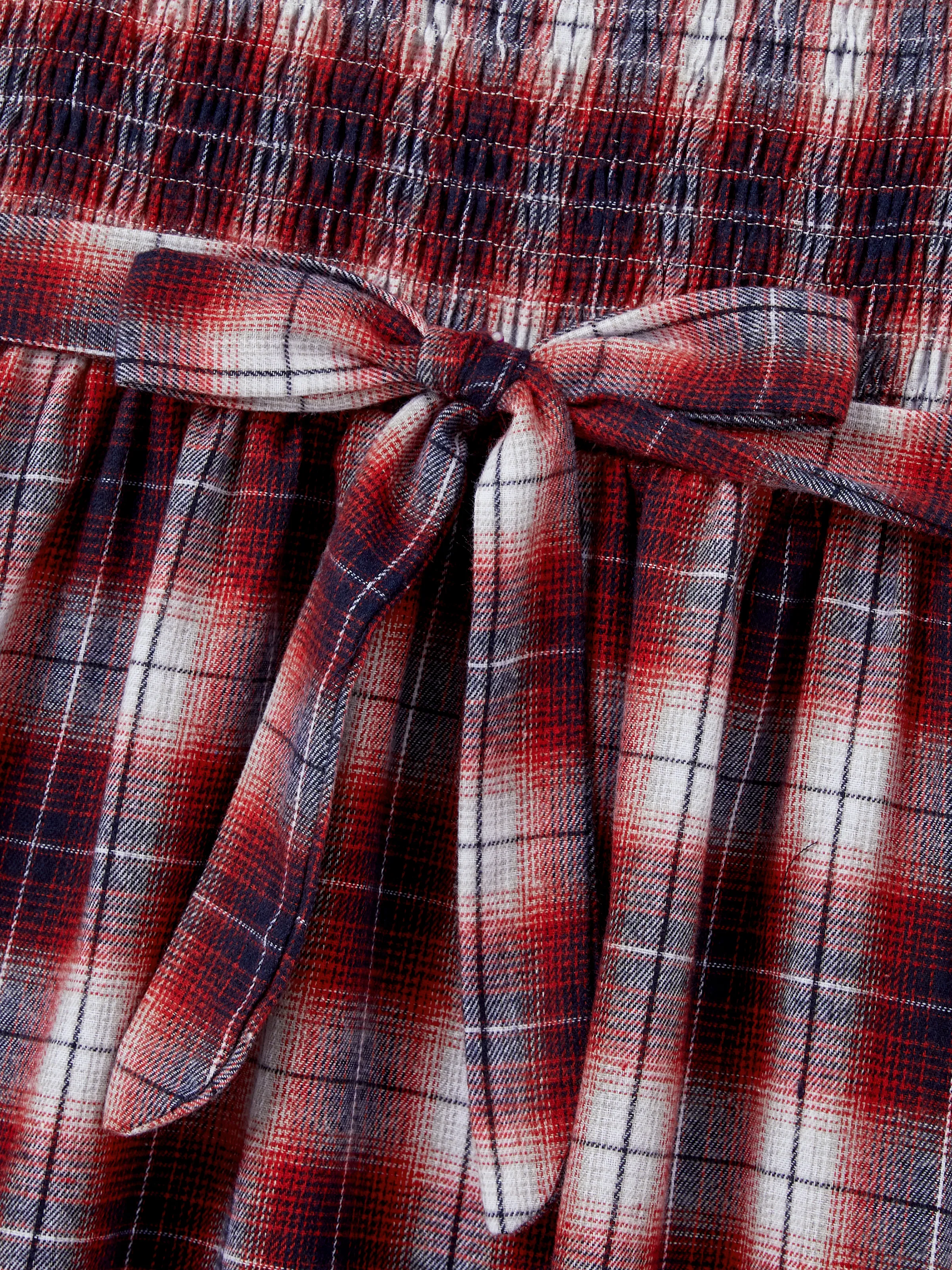 Christmas Plaid Matching Family Outfits Dad/Son Long-sleeve Shirts or Mom/Daughter Dresses Red - Image 6