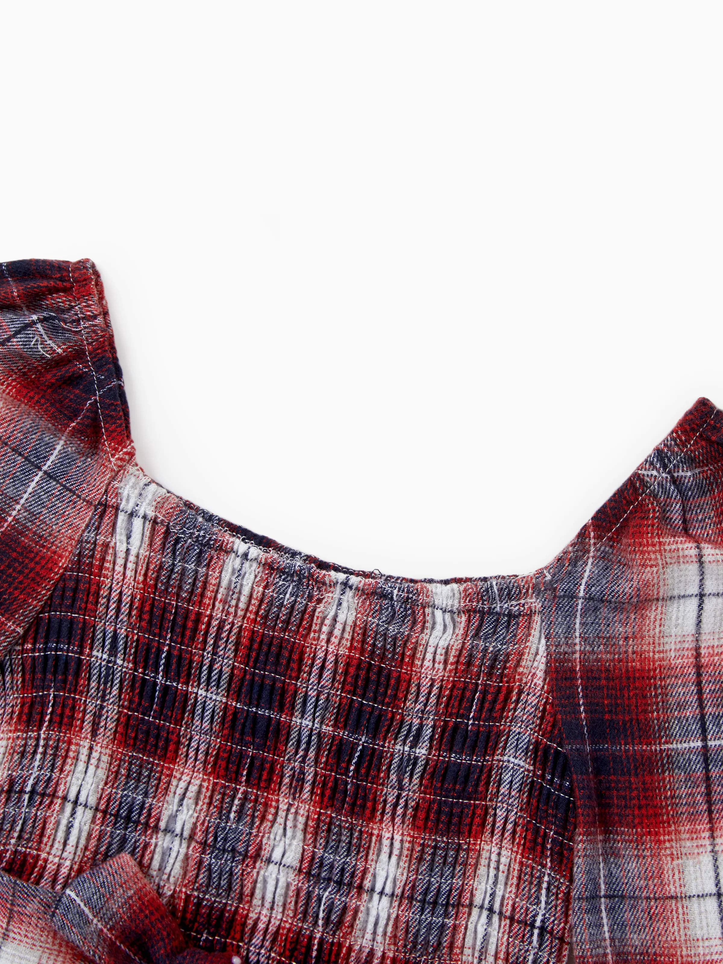Christmas Plaid Matching Family Outfits Dad/Son Long-sleeve Shirts or Mom/Daughter Dresses Red - Image 9