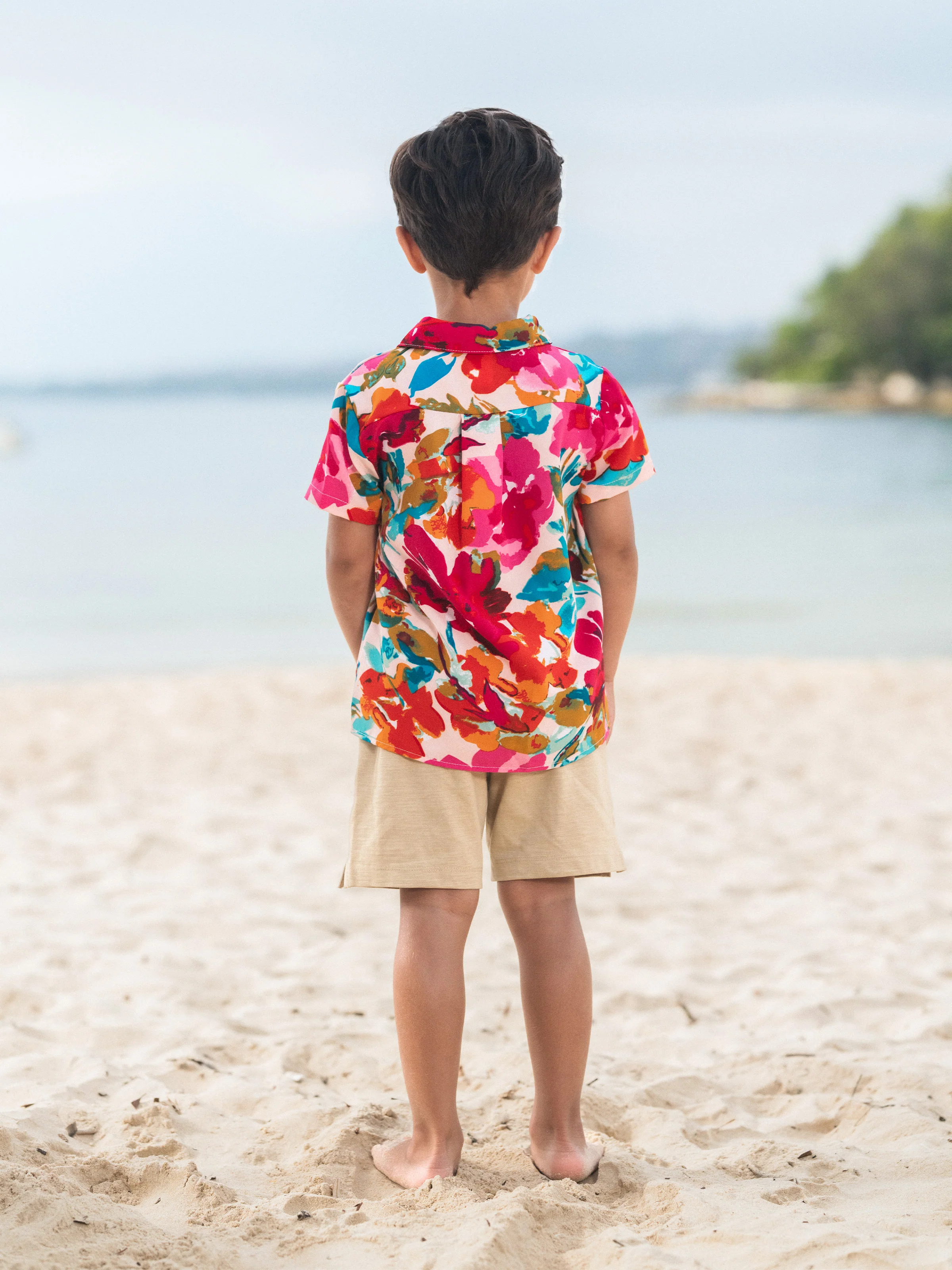 Daddy & Son Colorful Outfits Shirt Sets Summer Vacation Clothe for Beach, Photoshoots, Travel Hot Pink - Image 12