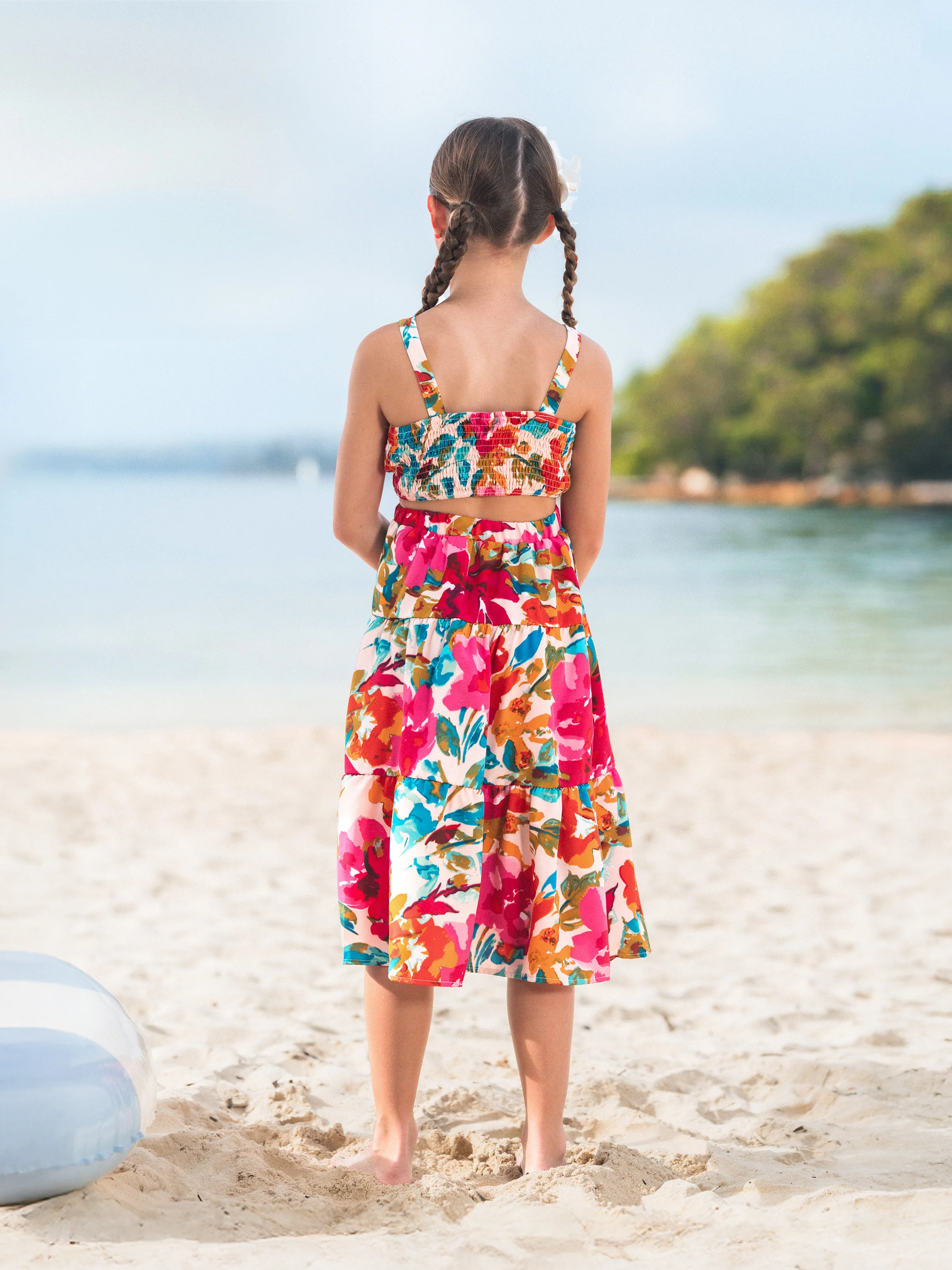 Colorful Family Matching Outfits Sleeveless Strap Top and Skirt Co-ord Set & Shirt Sets Summer Vacation Clothe for Beach, Photoshoots, Travel Hot Pink - Image 11