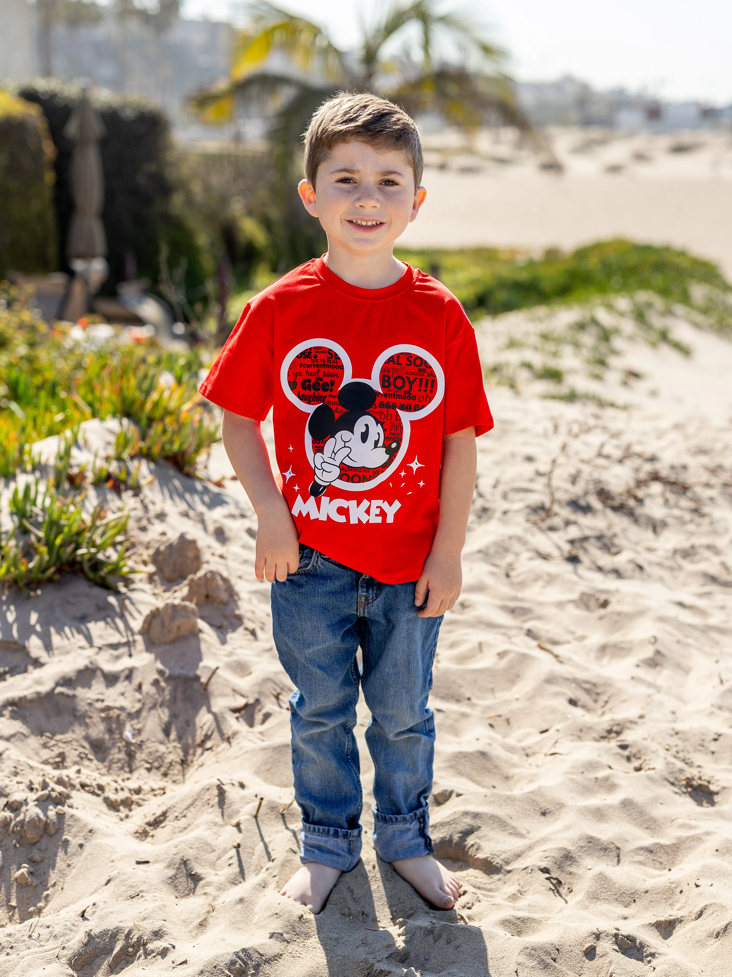 Disney Mickey and Friends Daddy and Me Family matching 1pc Mickey Mouse Graffiti Cotton T-shirt or Colorblock Dress with Built-in Shorts & Pockets or Naia™ Allover Romper  Red - Image 10