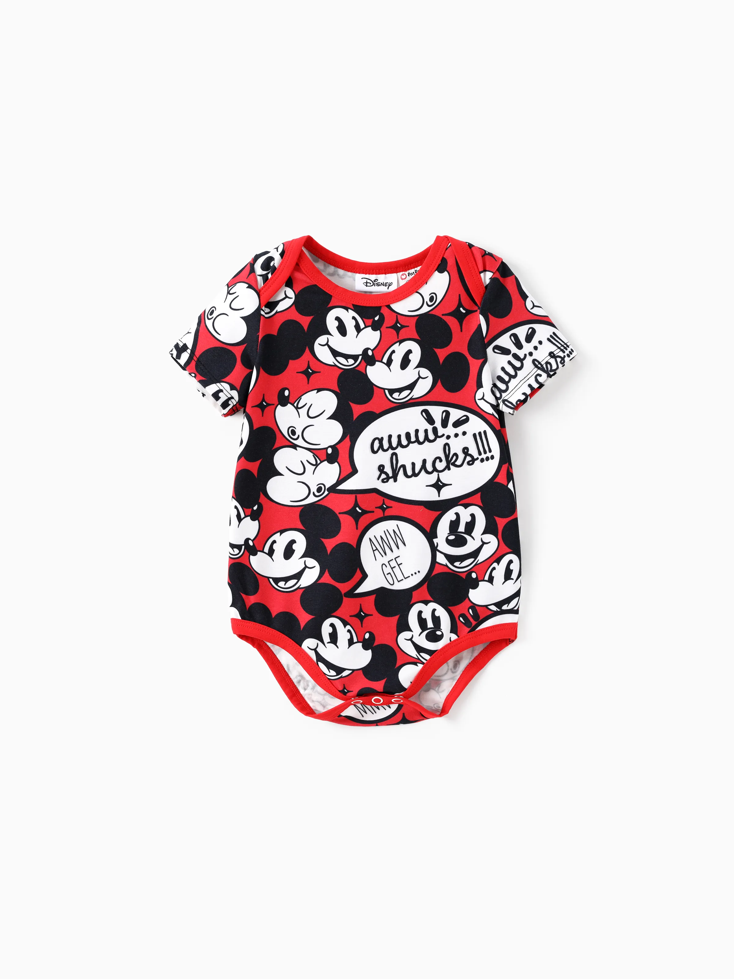 Disney Mickey and Friends Daddy and Me Family matching 1pc Mickey Mouse Graffiti Cotton T-shirt or Colorblock Dress with Built-in Shorts & Pockets or Naia™ Allover Romper  Red - Image 15