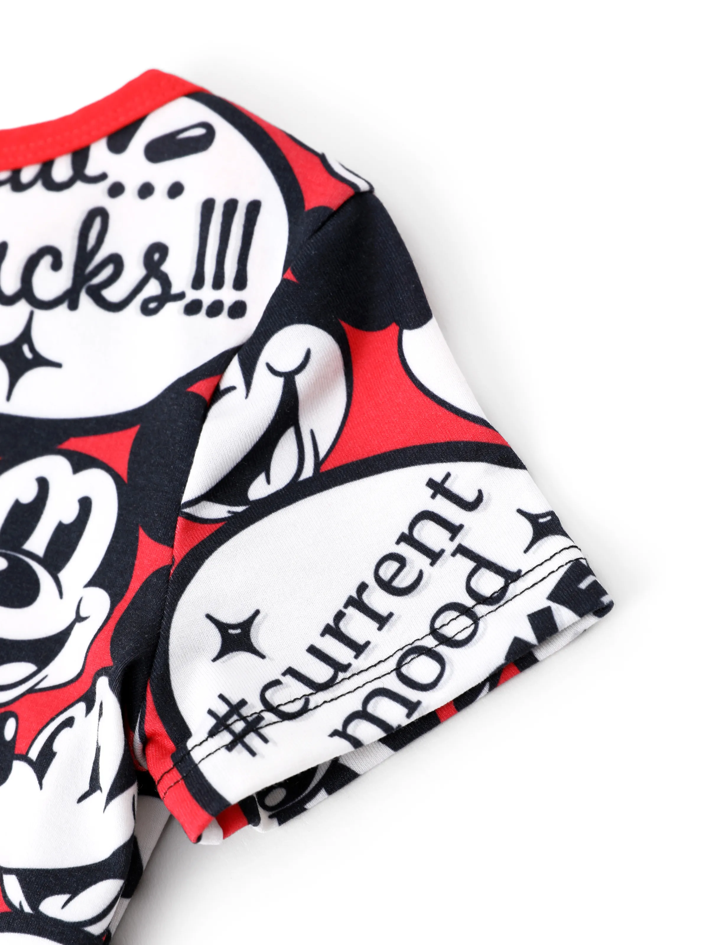 Disney Mickey and Friends Daddy and Me Family matching 1pc Mickey Mouse Graffiti Cotton T-shirt or Colorblock Dress with Built-in Shorts & Pockets or Naia™ Allover Romper  Red - Image 18
