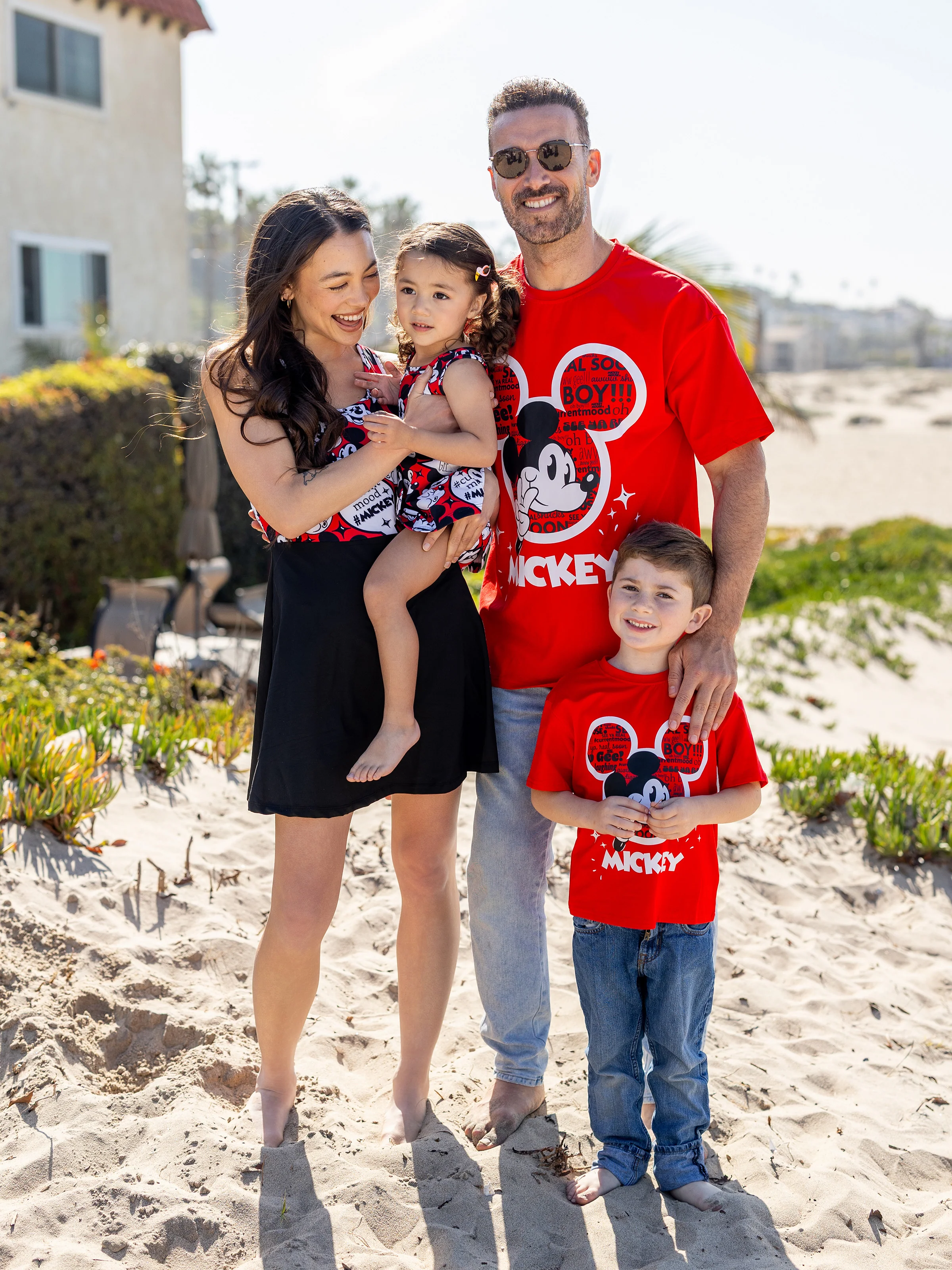 Disney Mickey and Friends Mommy and Me Family matching 1pc Mickey Mouse Graffiti Cotton T-shirt or Colorblock Dress with Built-in Shorts & Pockets or Naia™ Allover Romper  Red - Image 2