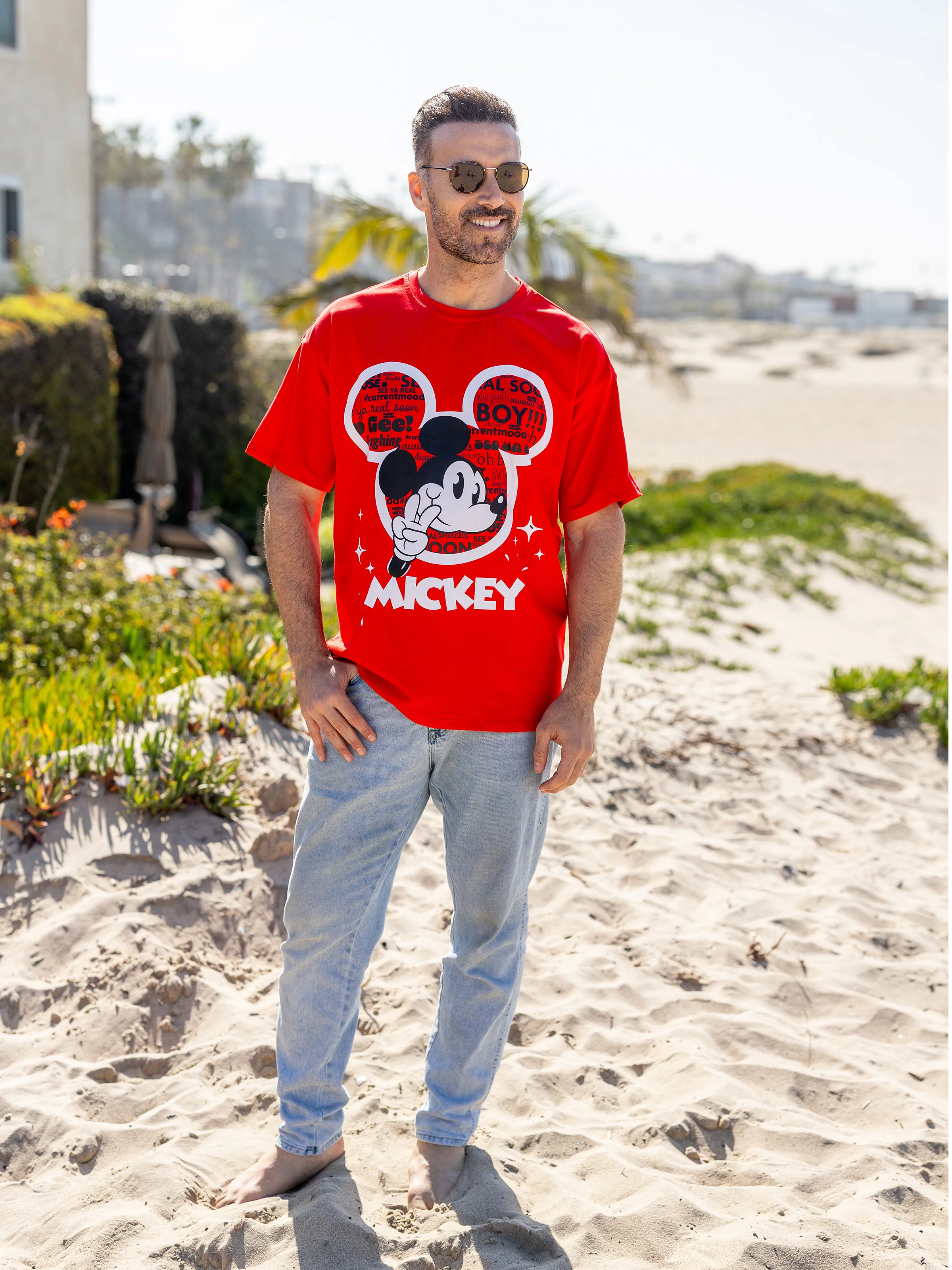 Disney Mickey and Friends Daddy and Me Family matching 1pc Mickey Mouse Graffiti Cotton T-shirt or Colorblock Dress with Built-in Shorts & Pockets or Naia™ Allover Romper  Red - Image 4