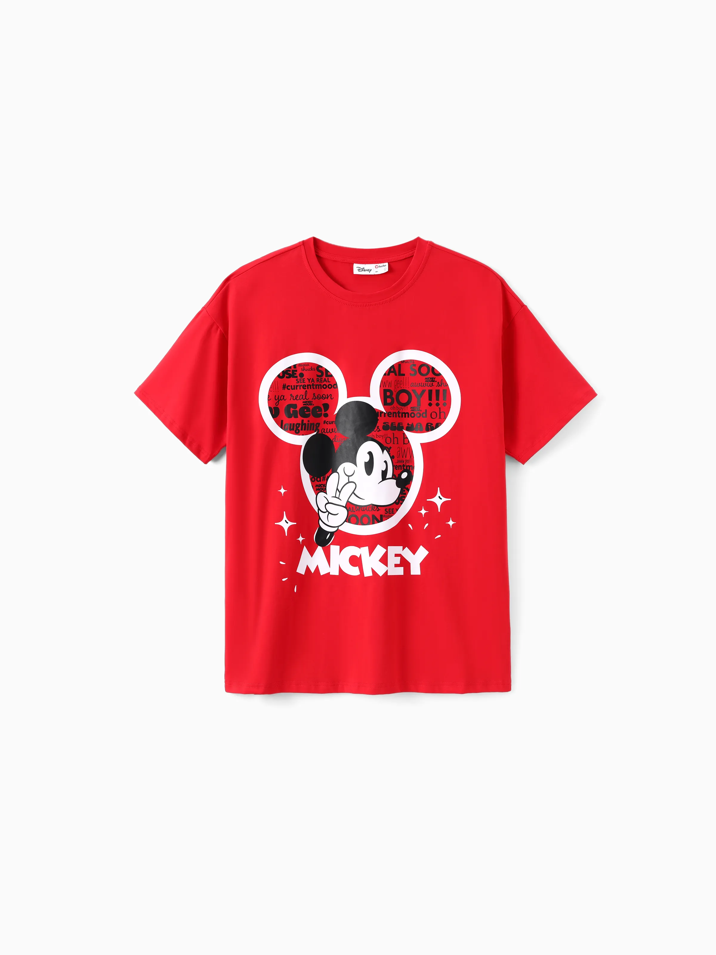 Disney Mickey and Friends Daddy and Me Family matching 1pc Mickey Mouse Graffiti Cotton T-shirt or Colorblock Dress with Built-in Shorts & Pockets or Naia™ Allover Romper  Red - Image 7