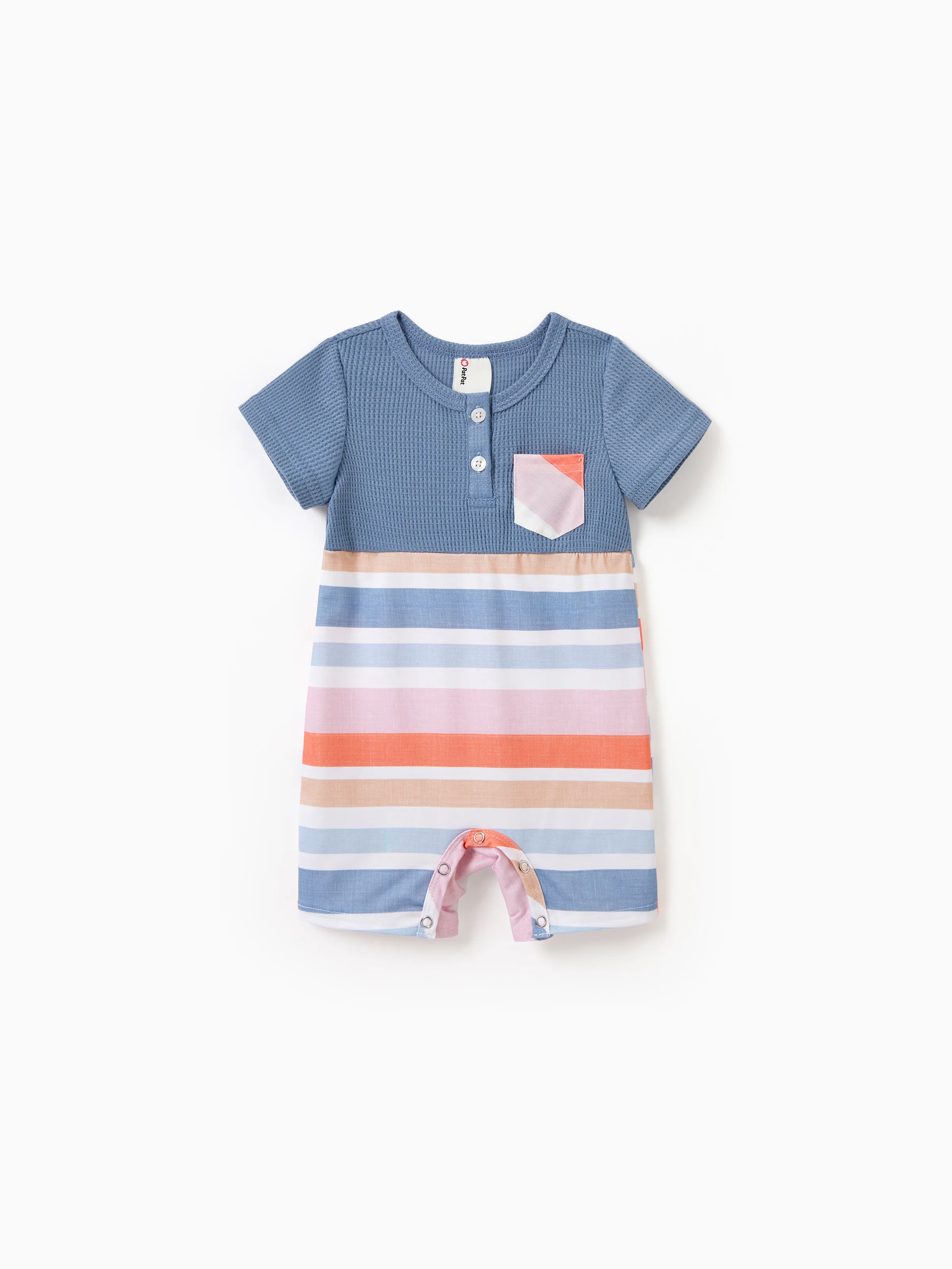 Daddy and Me Family Matching Blue Short-sleeve Tee or Colorful Stripe Camisole Dress Multi-color - Image 14